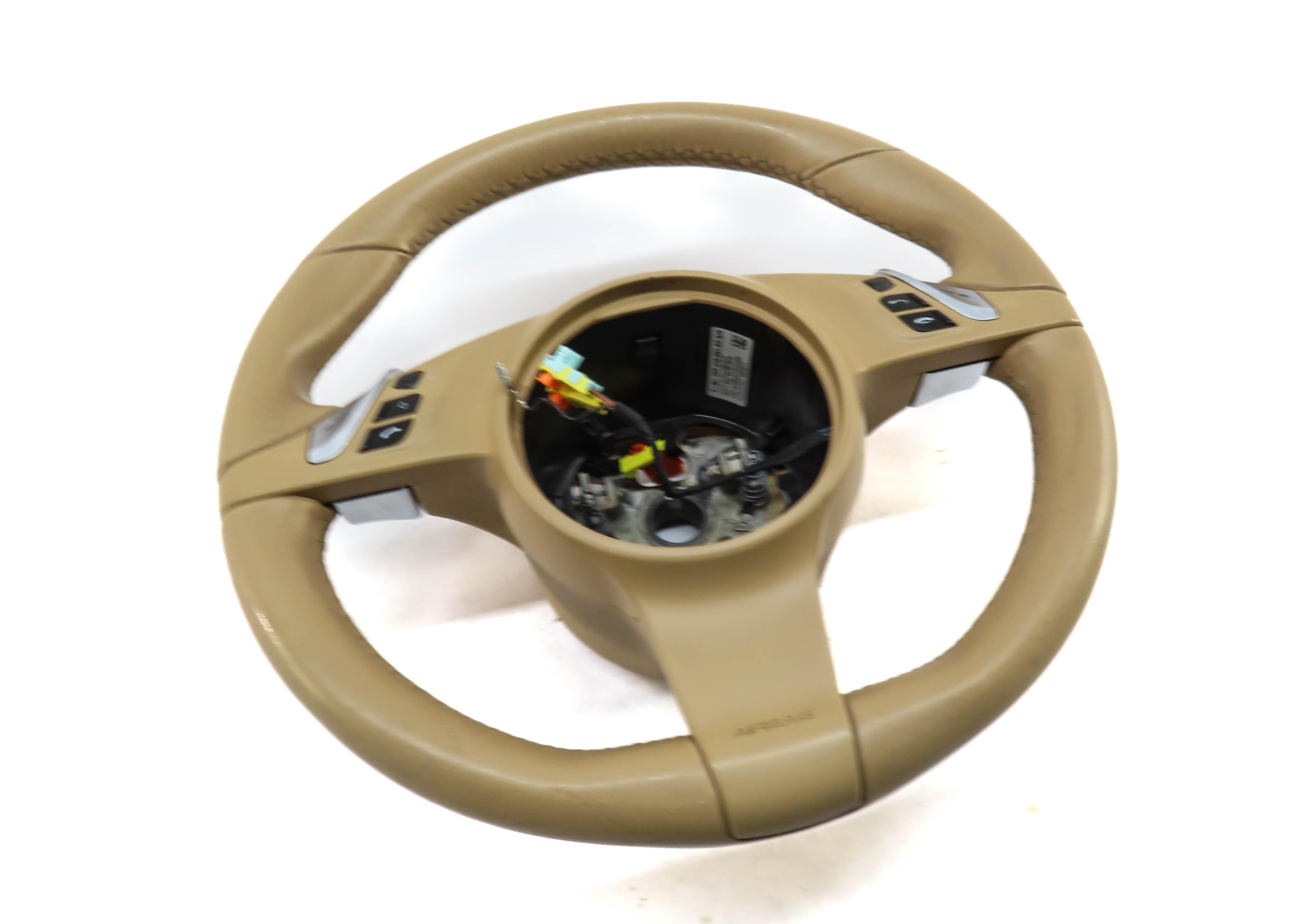 10-16 PORSCHE CAYENNE PANAMERA (958 970) 3-SPOKE STEERING WHEEL w/ PADDLE BEIGE — exact item pictured