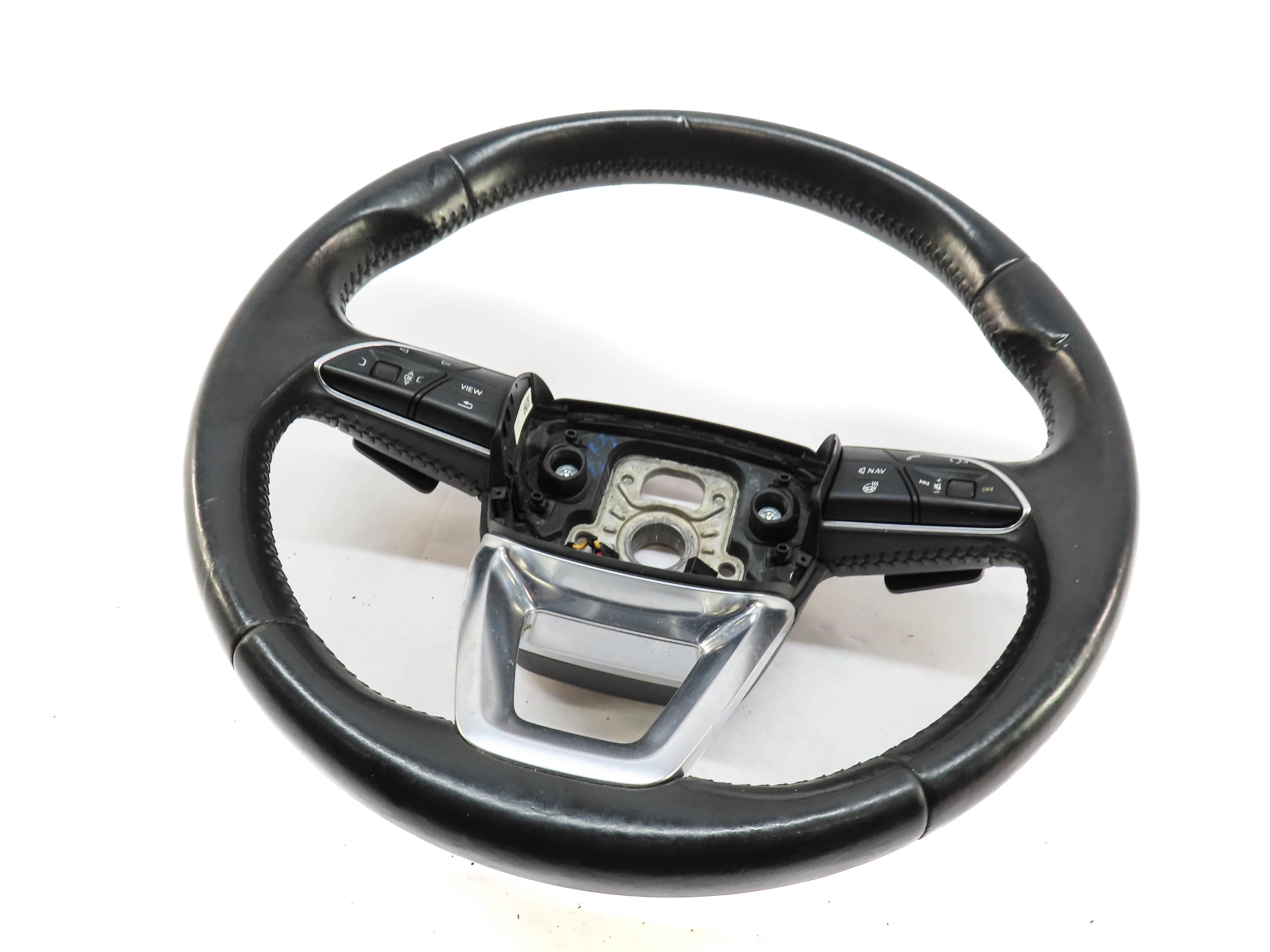 17-19 AUDI Q7 4M 3 SPOKE SPORT STEERING WHEEL w/ SHIFT PADDLES & SWITCHES BLACK — exact item pictured