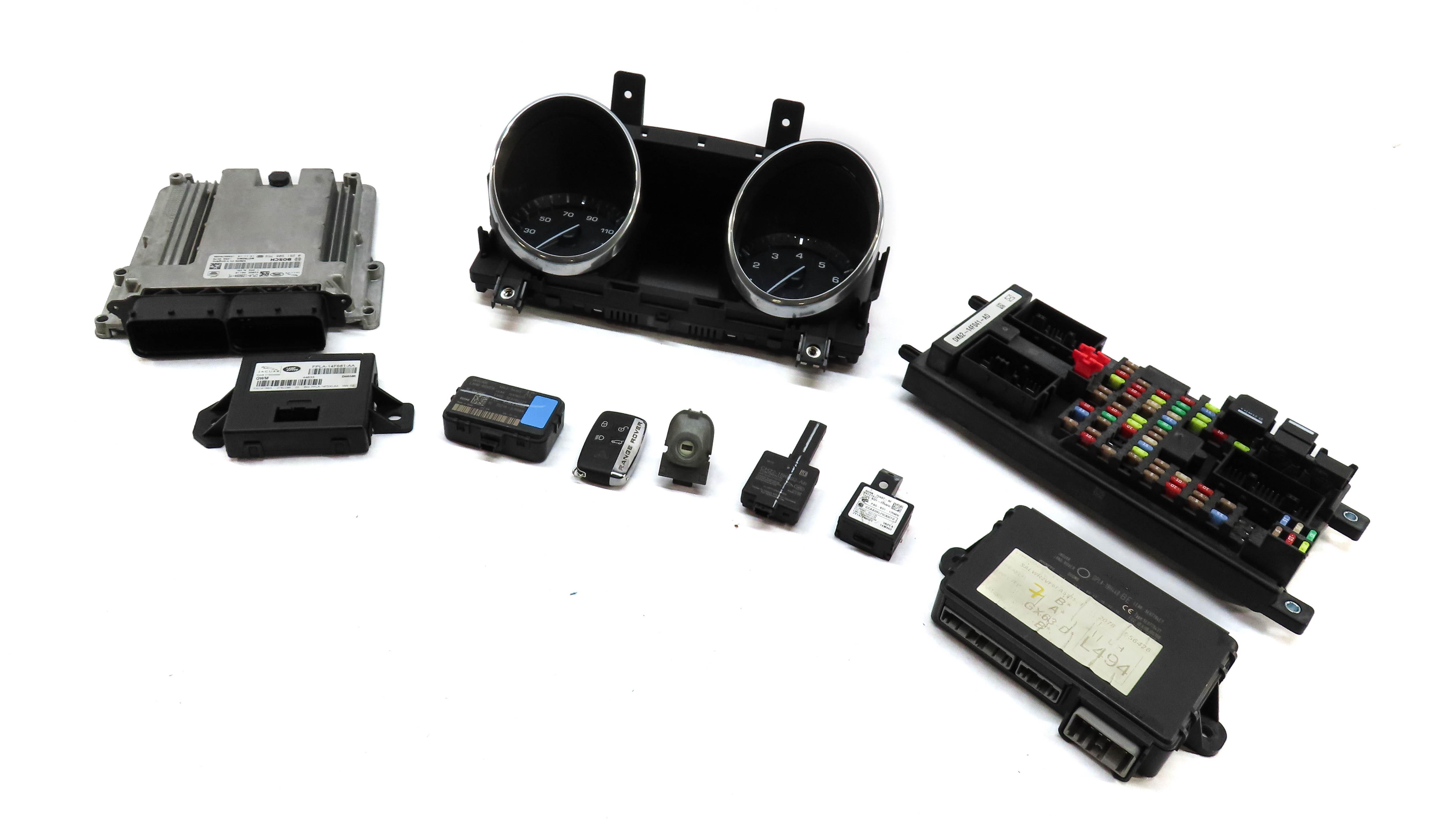 15 RANGE ROVER SPORT (L493) 3.0L SUPERCHARGED ENGINE IMMOBILIZER MODULE KEY SET — exact item pictured