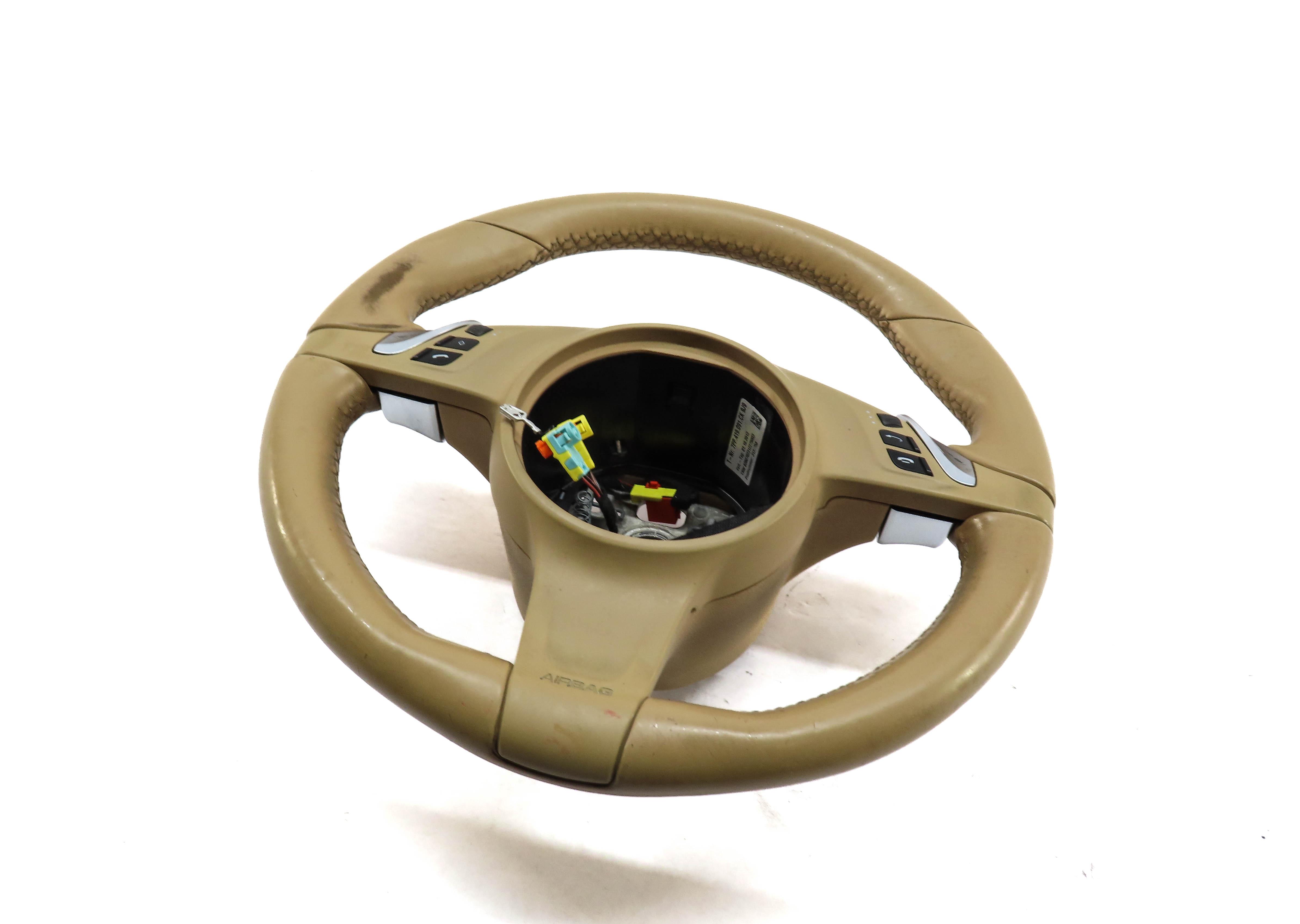 2010-2016 PORSCHE CAYENNE PANAMERA (958 970 G1) HEATED STEERING WHEEL (BEIGE) — exact item pictured