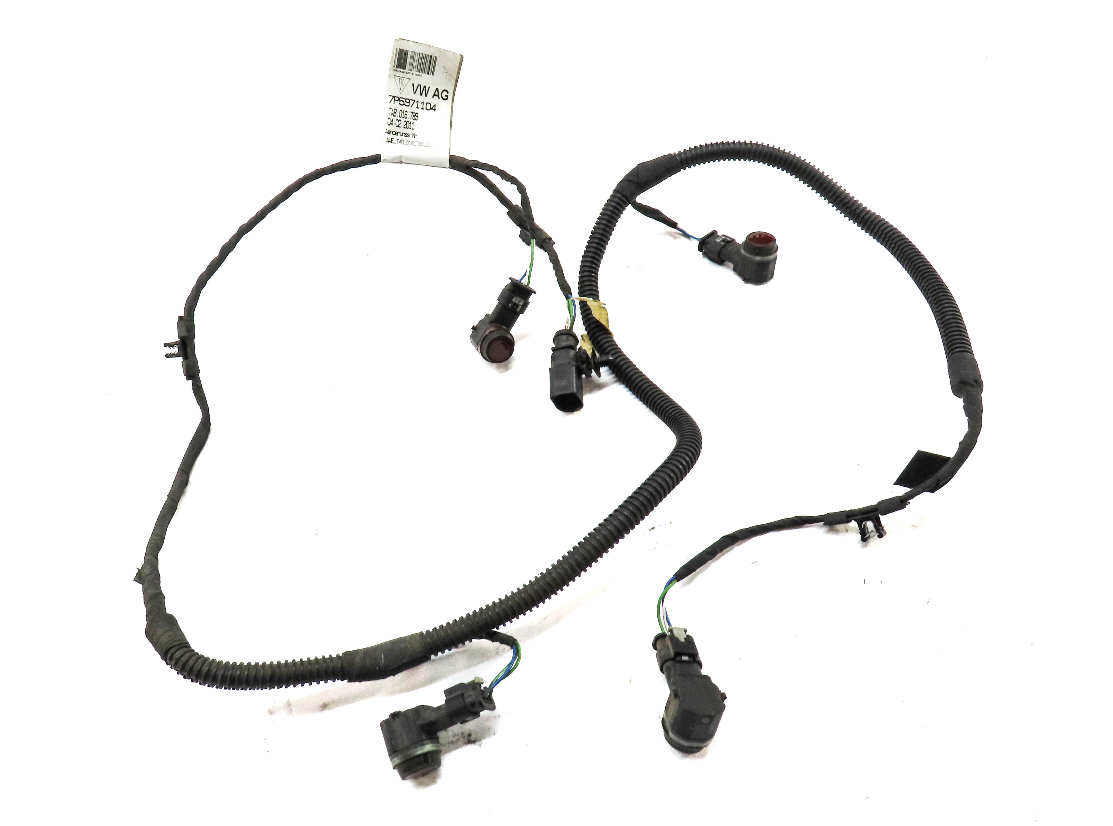 2013 PORSCHE CAYENNE (958) REAR PDC PARK DISTANCE SENSOR SET w/ HARNESS (RED) — exact item pictured