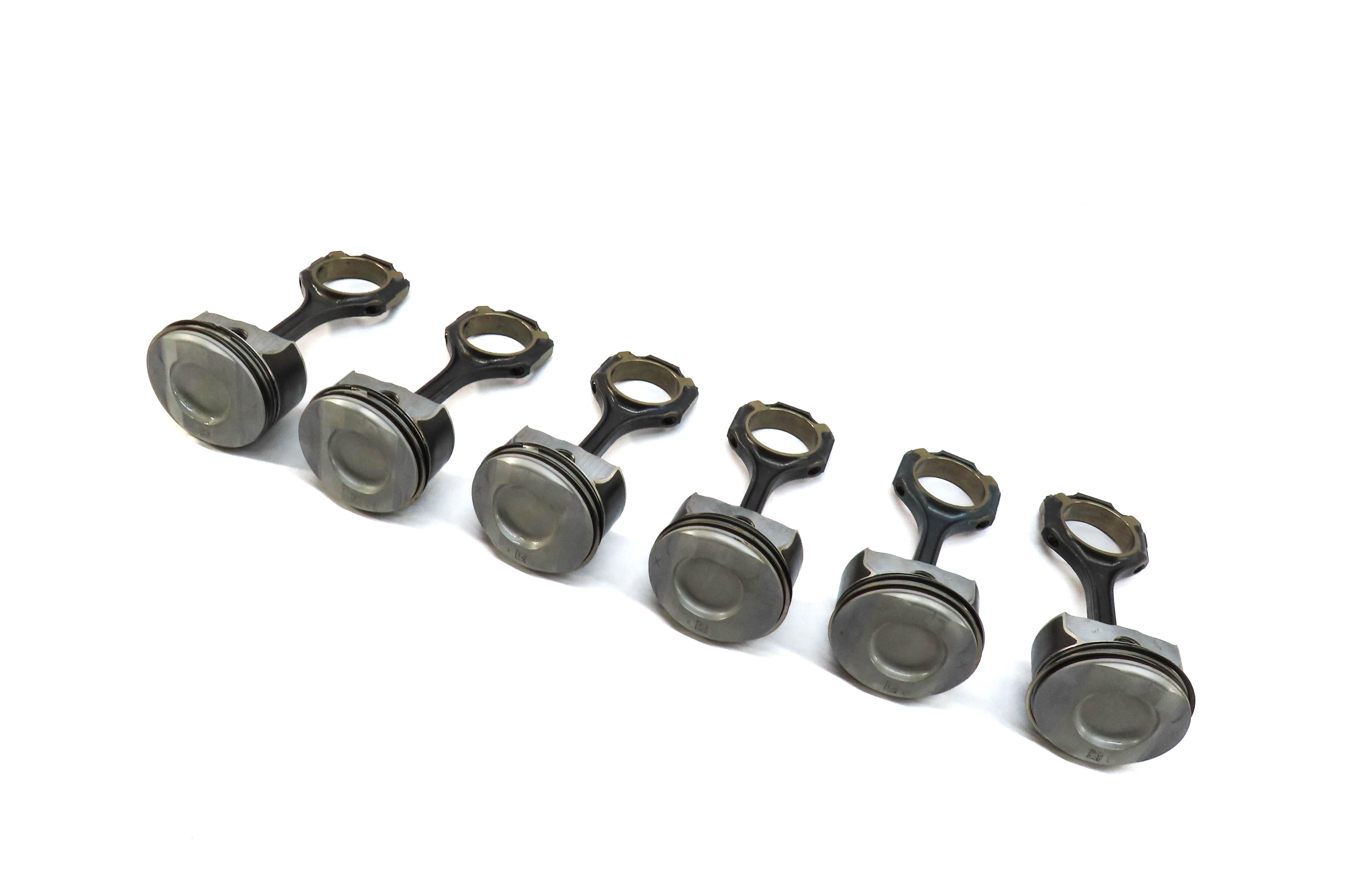 07-13 MERCEDES E (09 GL ML R) CLASS (W164 W211 X164) DIESEL PISTON SET 6 w/ RODS — exact item pictured