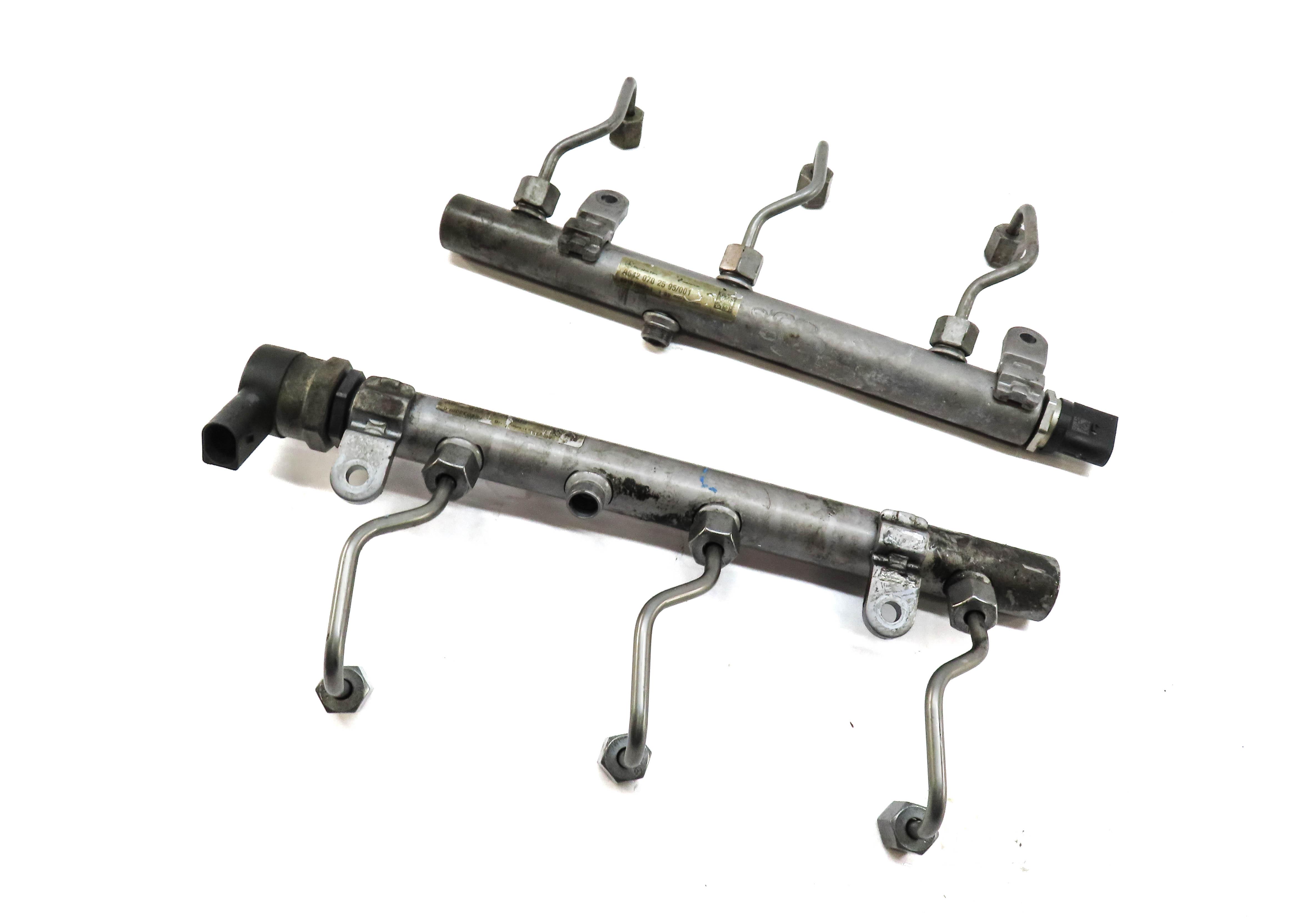 2010 MERCEDES GL350 X164 3.0L TURBO DIESEL ENGINE OM642 FUEL RAIL SET2 w/ LINES — exact item pictured