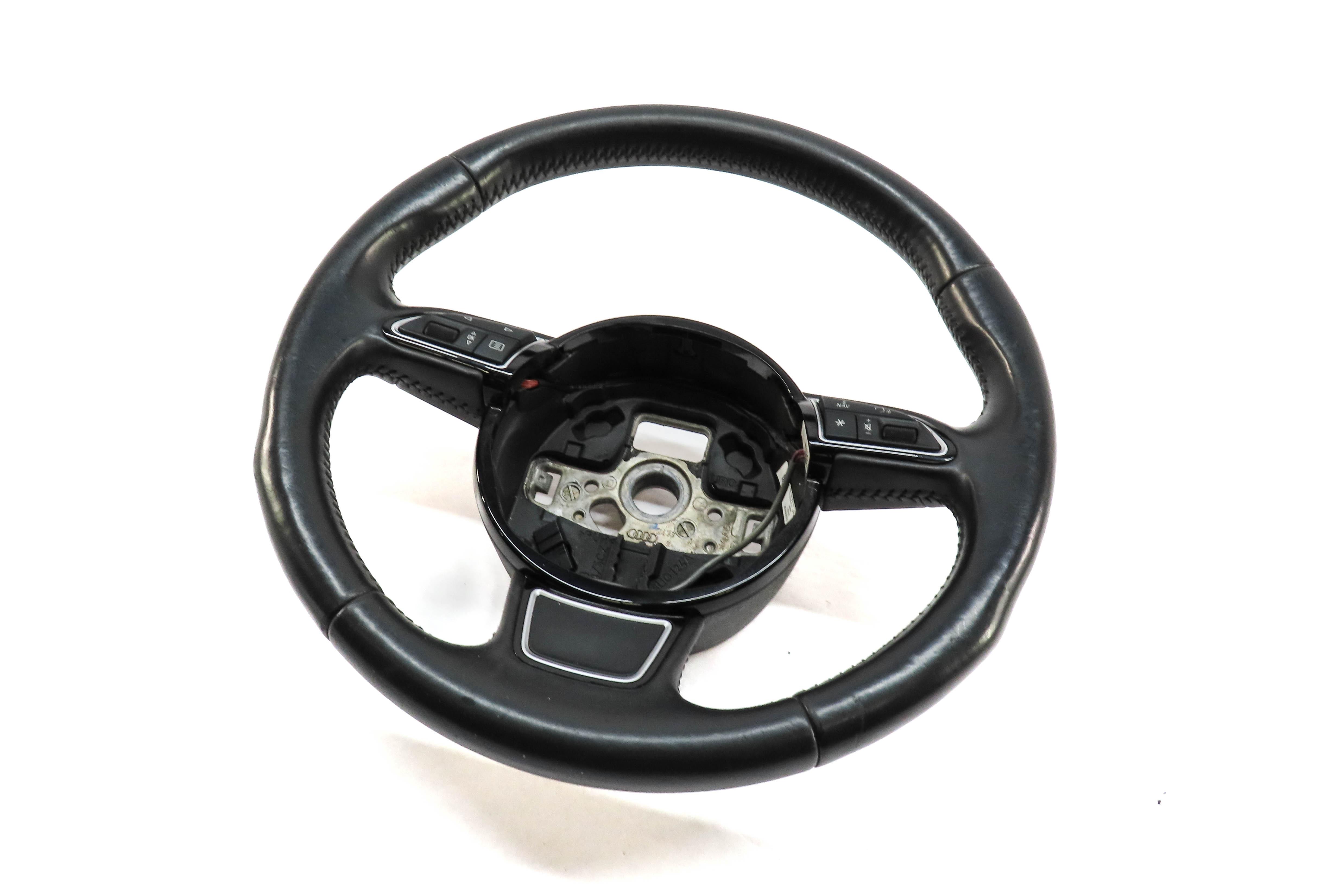 15-16 AUDI A3 (8V) LEFT DRIVER 3-SPOKE SPORT STEERING WHEEL w/ SWITCHES (BLACK) — exact item pictured