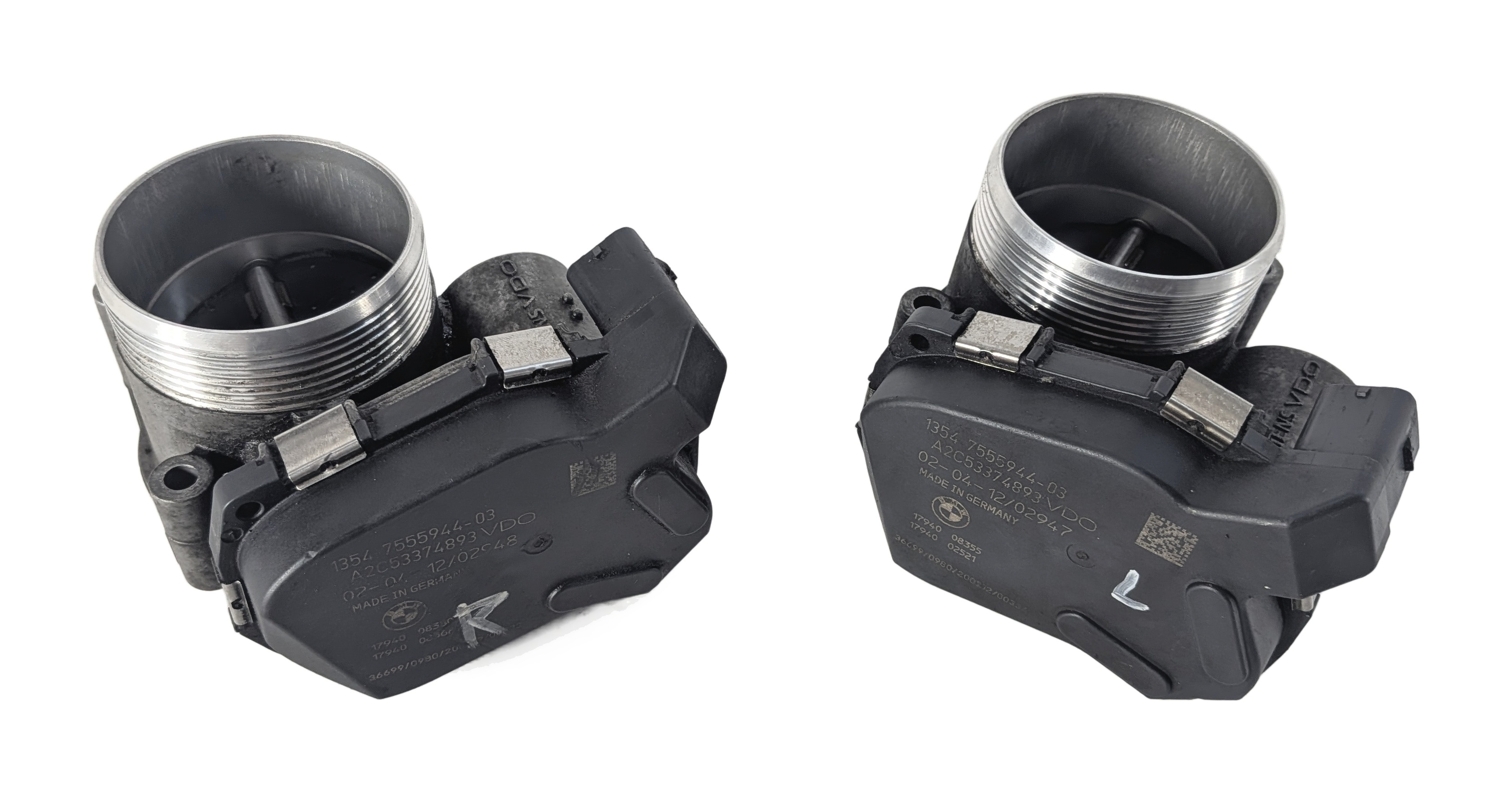 08-18 BMW 5 6 7 M5 M6 (E70 F01 F10 F12 F15 F16) 4.4L ENGINE THROTTLE BODY SET-2 — exact item pictured