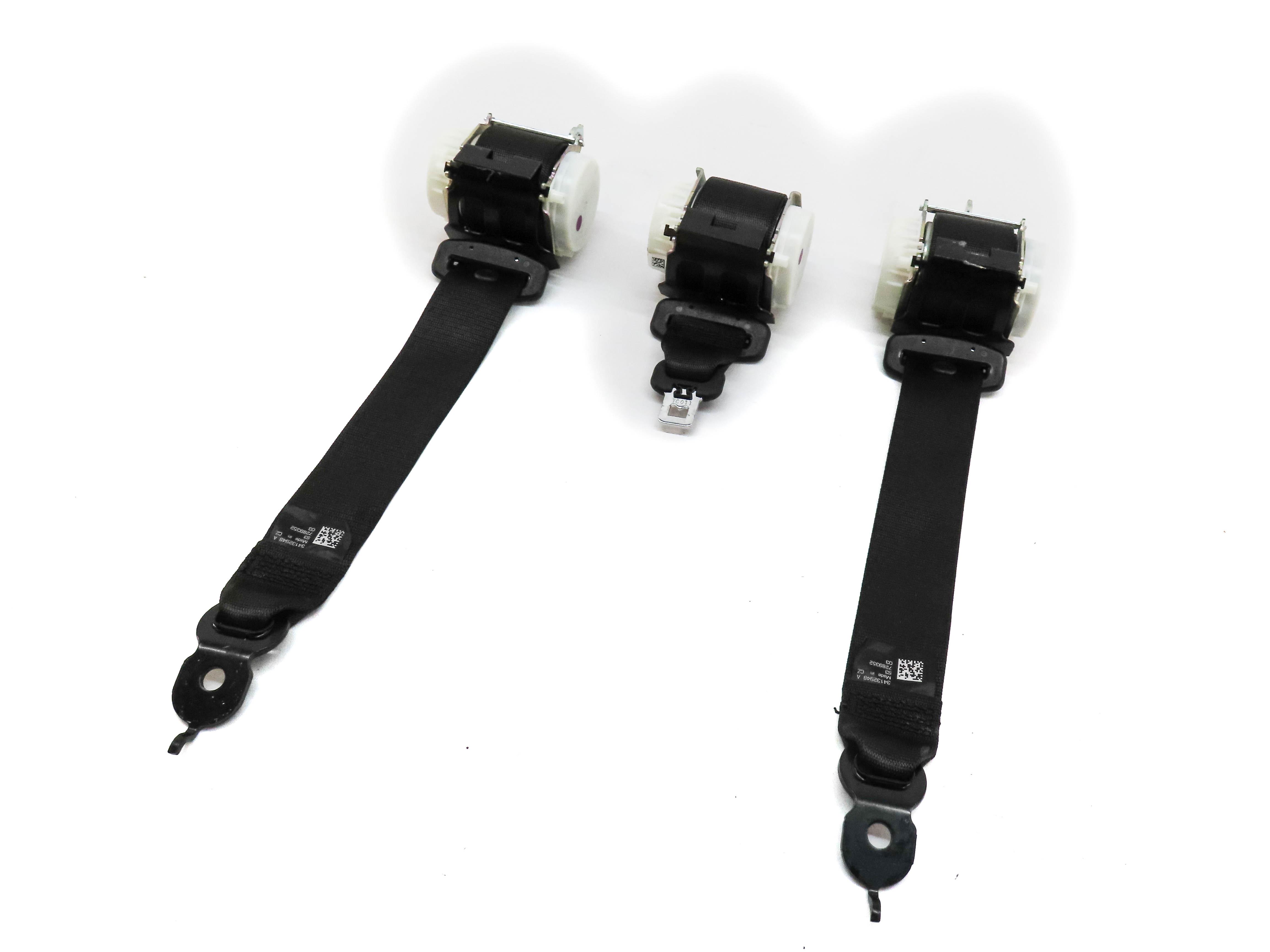 2013 BMW 640i GRAN COUPE F06 REAR LEFT RIGHT CENTER SEATBELT RETRACTOR SET BLACK — exact item pictured