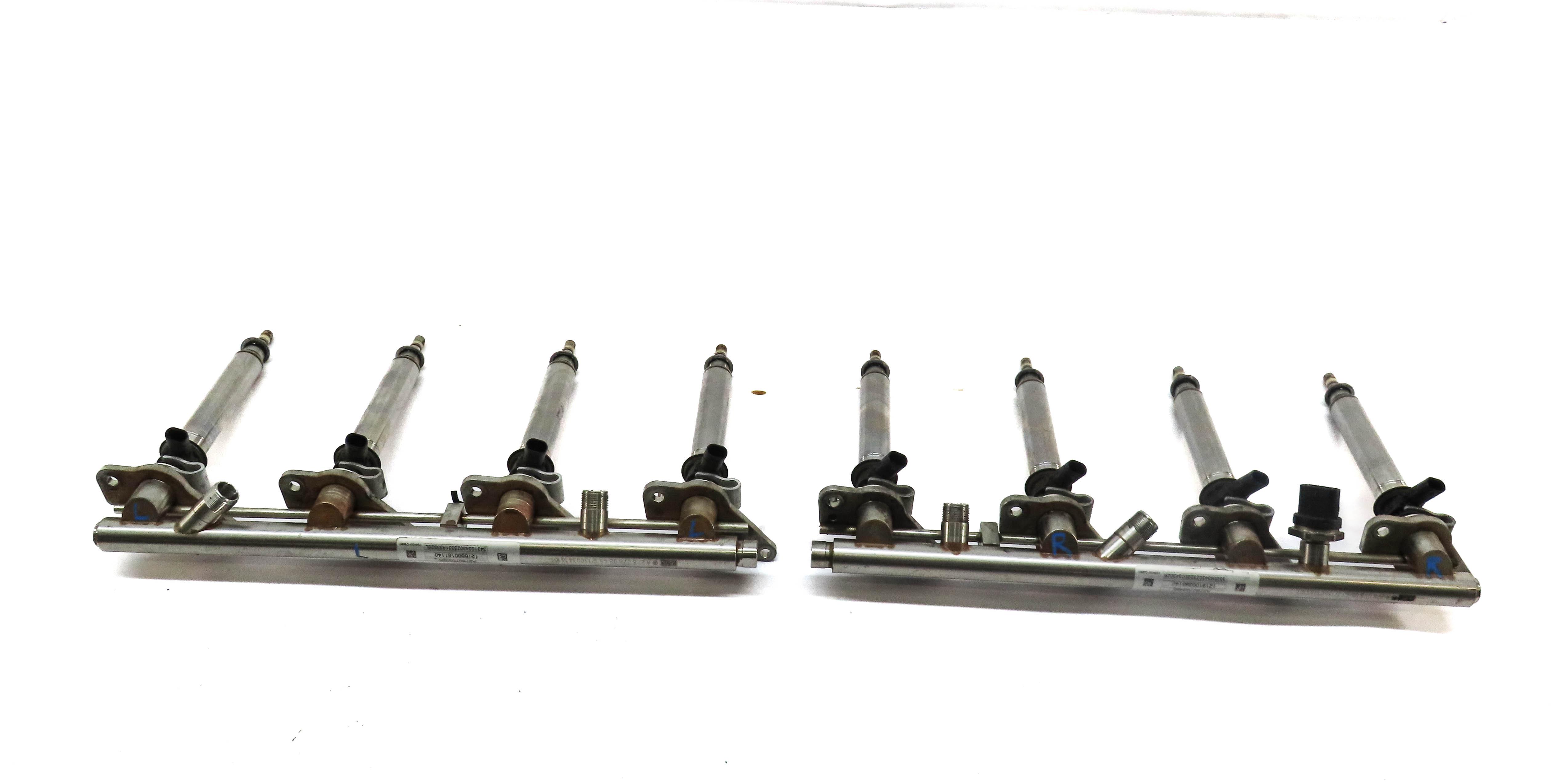 2013 MERCEDES ML550 (W166) 4.6L TURBO M278 ENGINE GAS FUEL INJECTOR SET w/ RAILS — exact item pictured