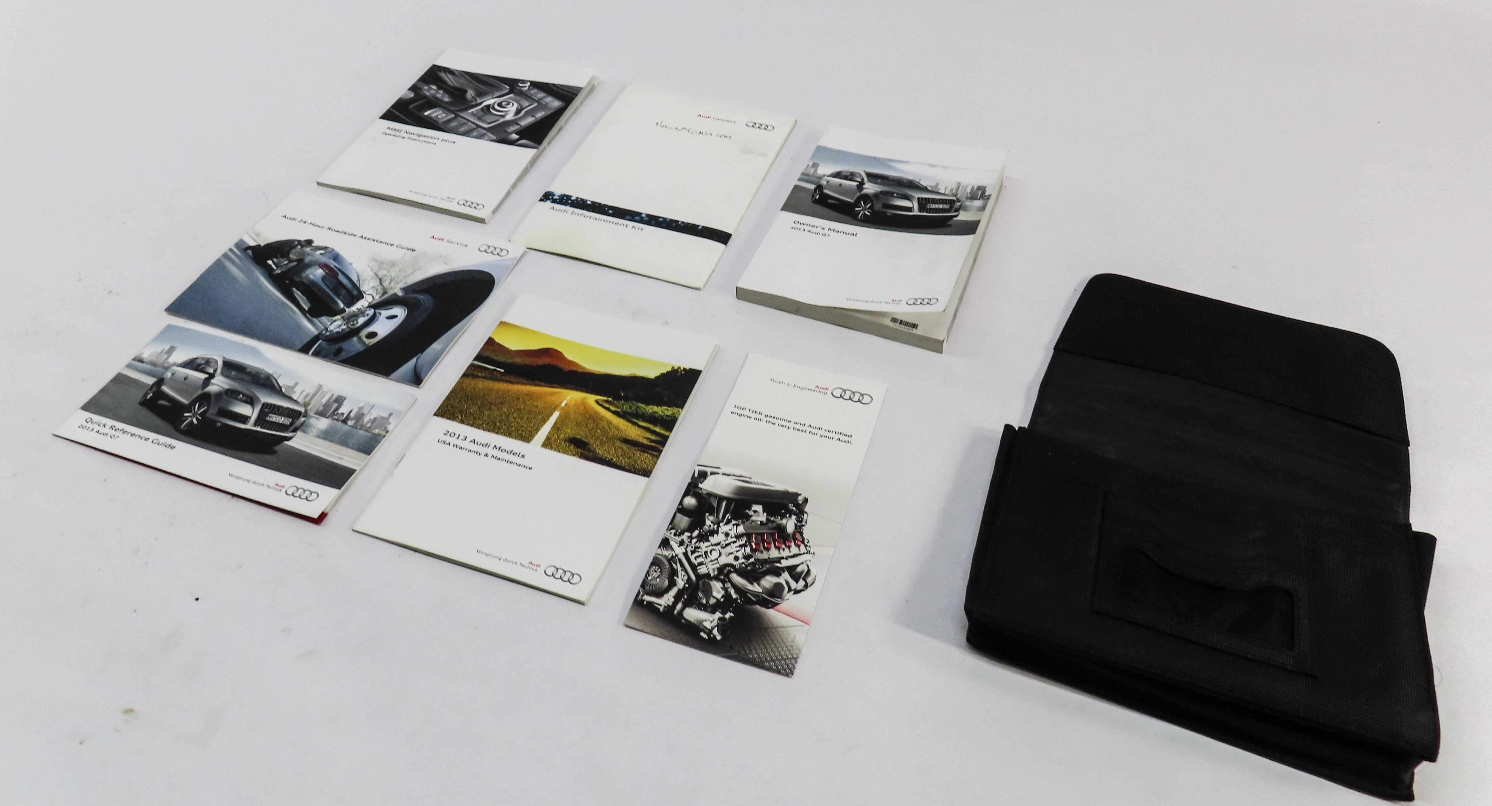 2013 AUDI Q7 (4L) VEHICLE OWNERS MANUAL SET 7 w/ CARRYING CASE (BLACK) — exact item pictured