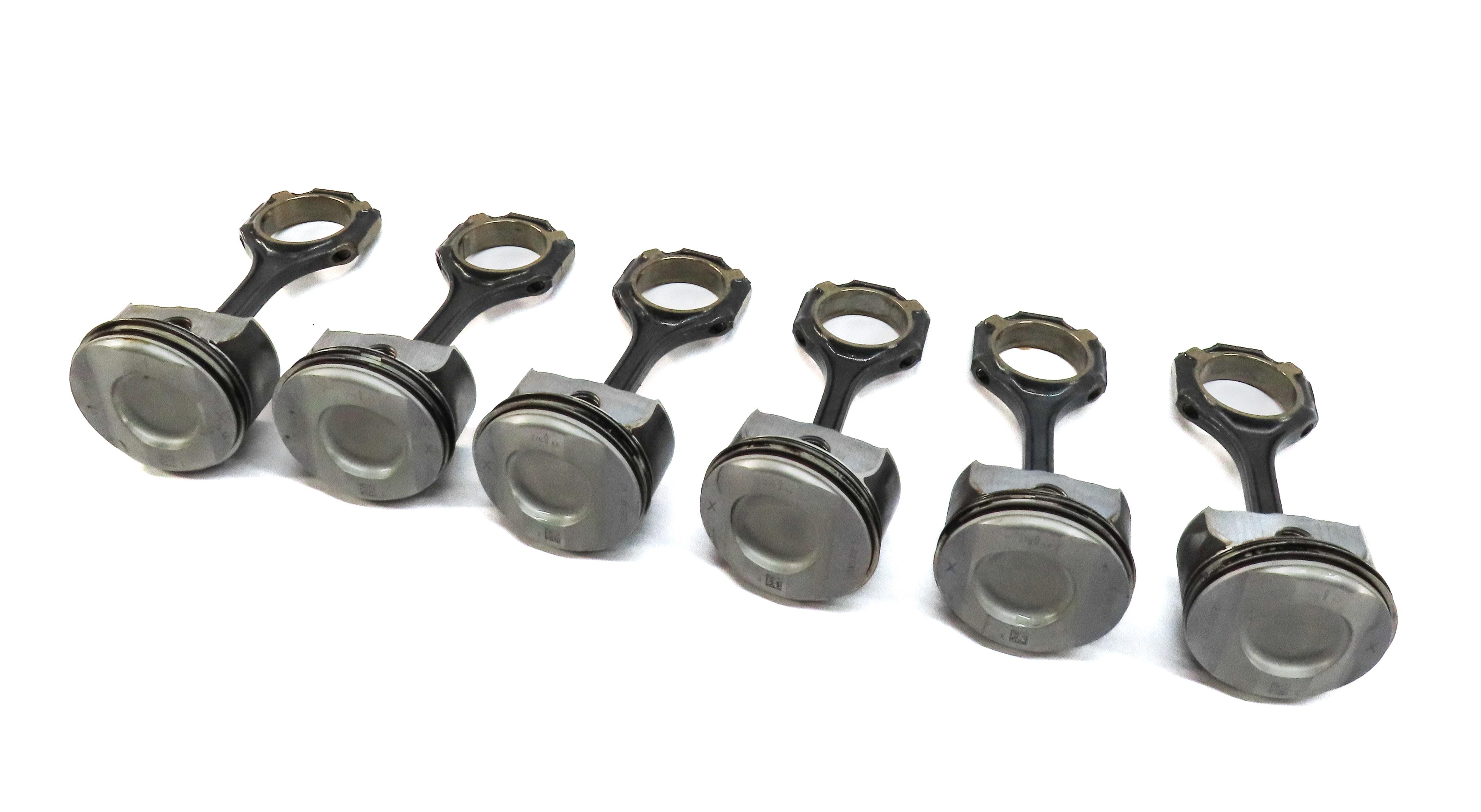 07-13 MERCEDES E (09 GL ML R) CLASS (W164 W211 X164) DIESEL PISTON SET 6 w/ RODS — exact item pictured