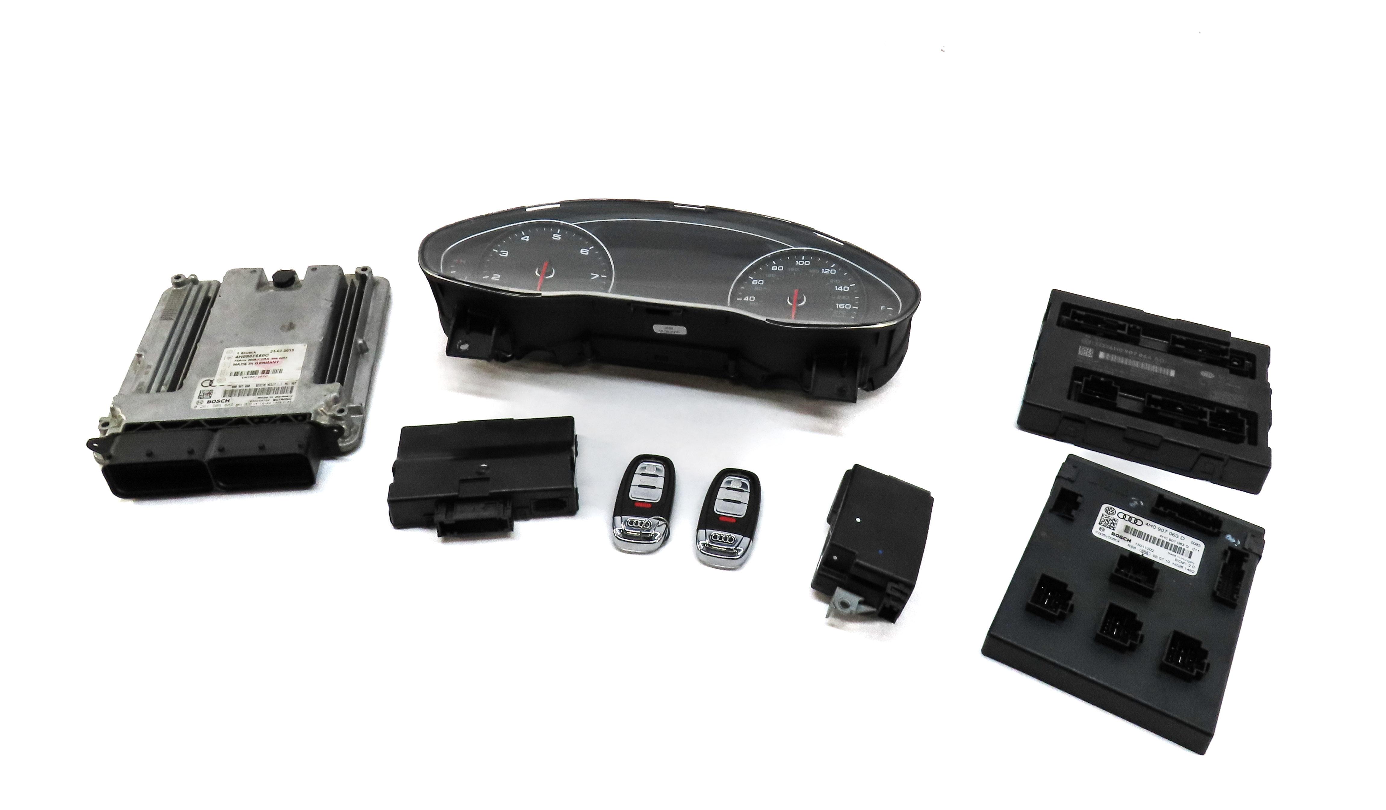 11-12 AUDI A8 D4 4H SPEEDOMETER ADAPTIVE NIGHT 4.2L ENGINE BODY MODULE KEY SET — exact item pictured