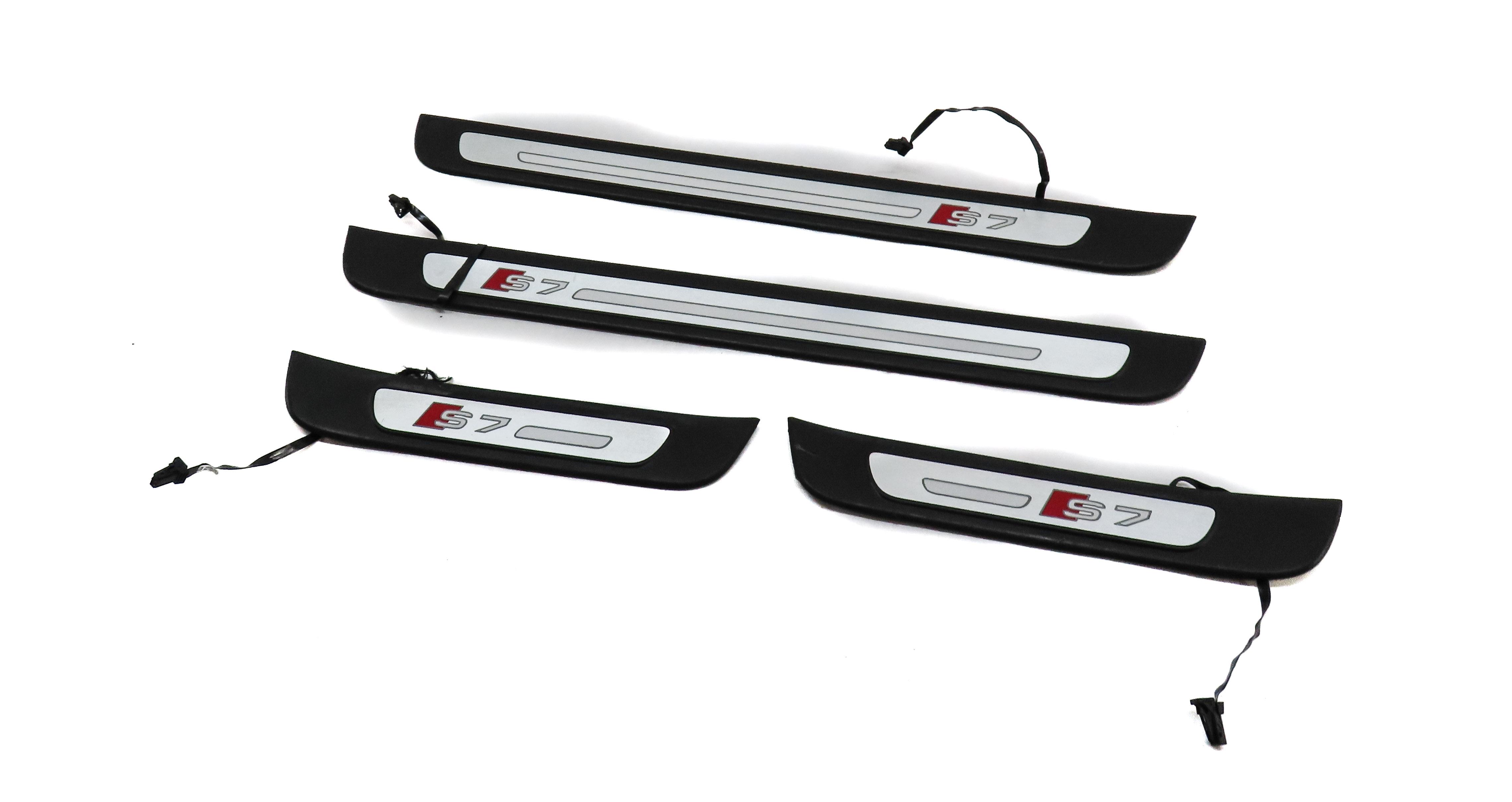 2013 AUDI S7 (C7) FRONT REAR LEFT RIGHT LIGHTED DOOR SILL SCUFF PALTE SET 4 — exact item pictured