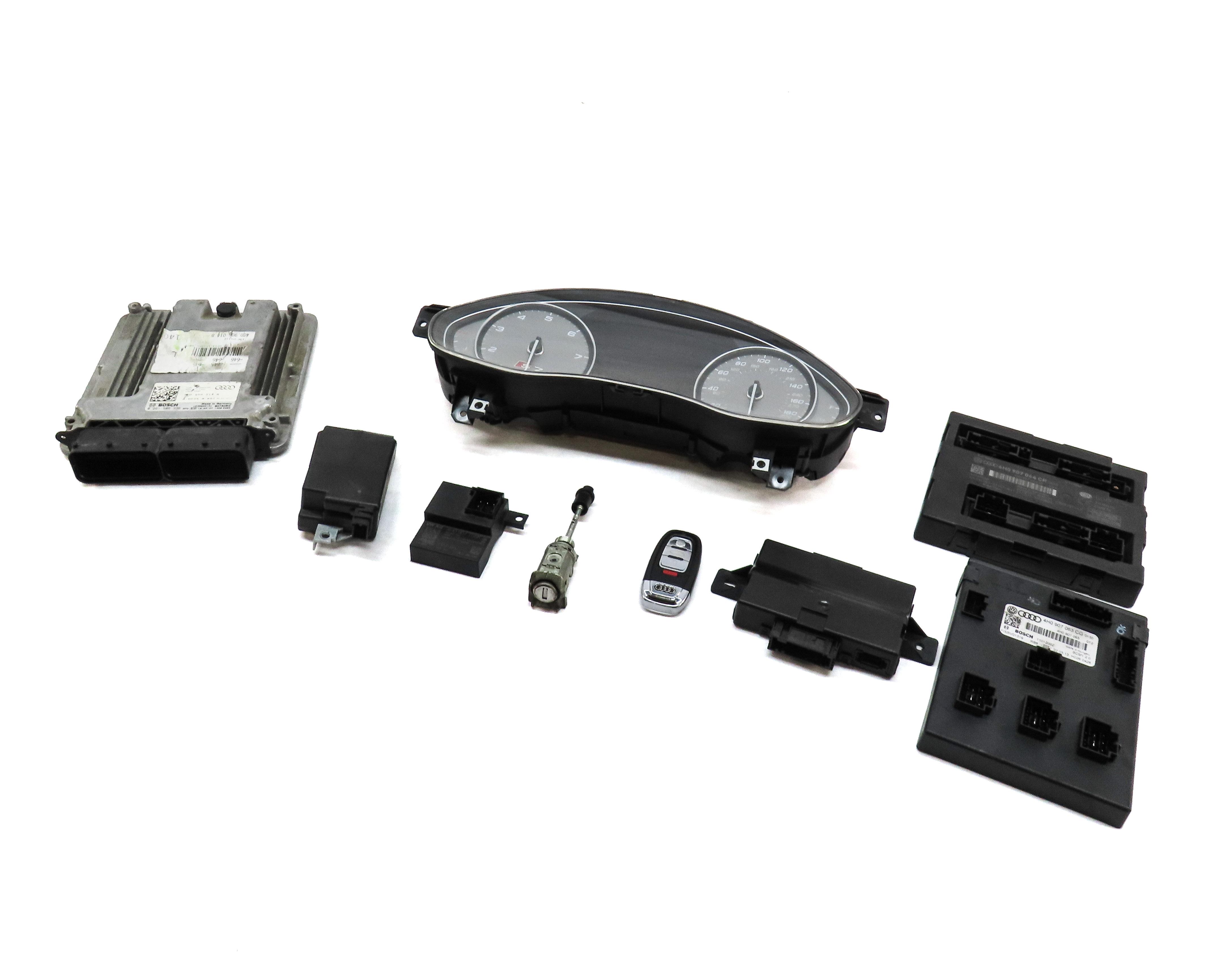 2013 AUDI S7 (C7) 4.0L SPEEDOMETER BODY ENGINE IMMOBILIZER MODULE KEY LOCK SET 8 — exact item pictured