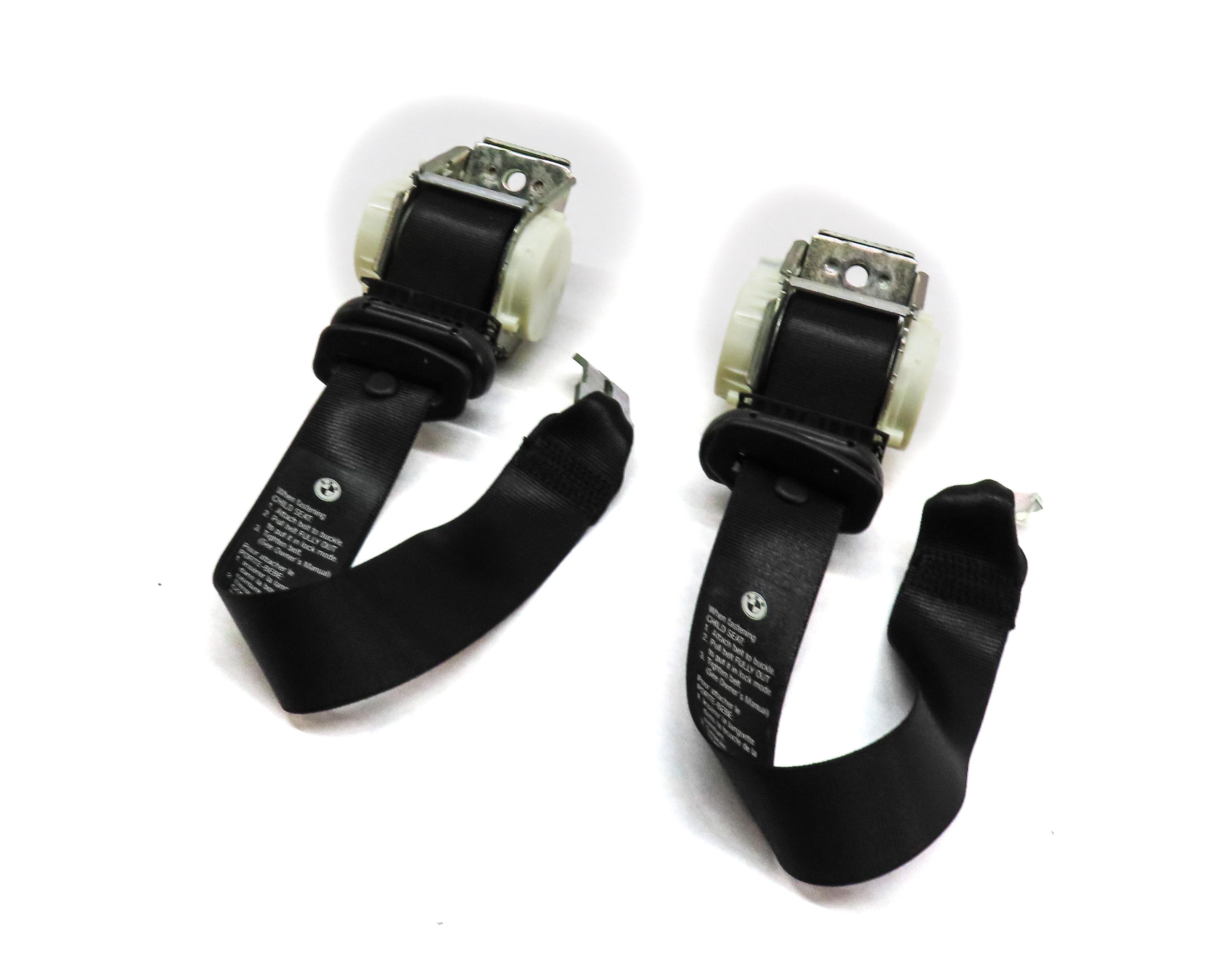 2007 BMW M6 COUPE E63 REAR LEFT & RIGHT SEATBELT SEAT BELT RETRACTOR SET 2 BLACK — exact item pictured
