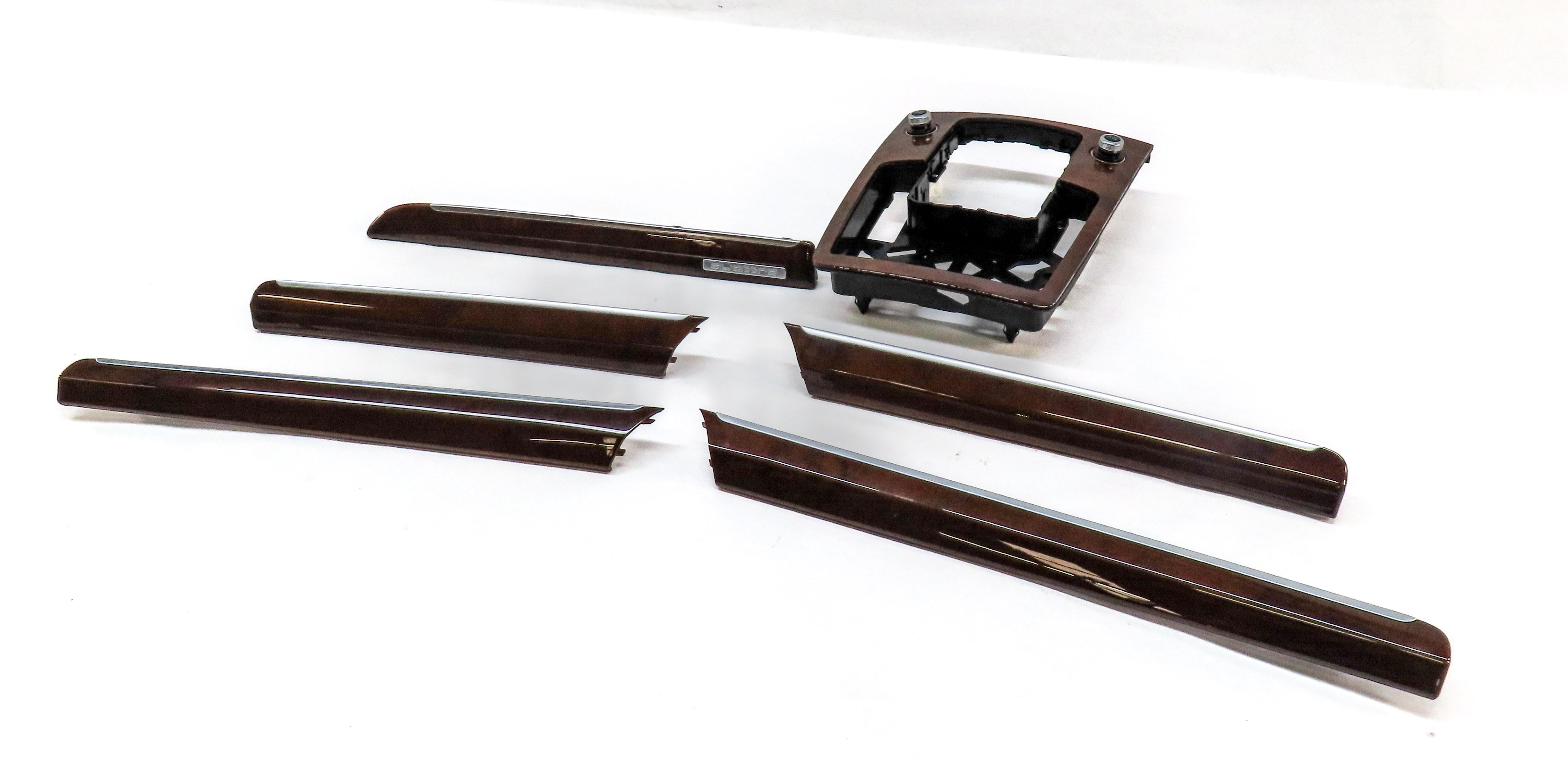 12 AUDI Q7 4L FRONT REAR LEFT RIGHT DOOR DASH CONSOLE BURR WALNUT WOOD TRIM SET — exact item pictured
