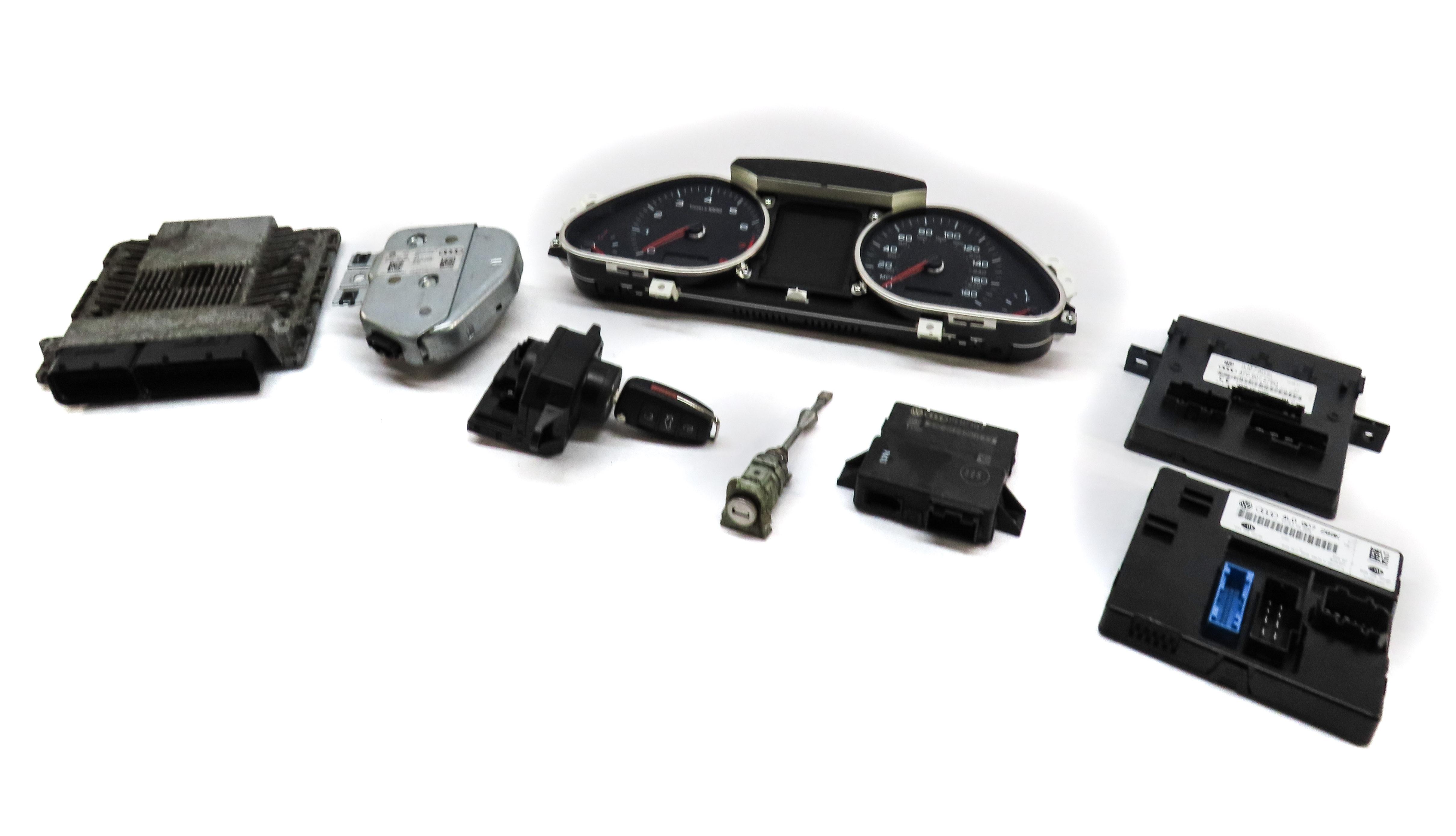 2012 AUDI Q7 (4L) 3.0L SUPER CJWE SPEEDOMETER BODY IGNITION LOCK MODULE KEY SET — exact item pictured