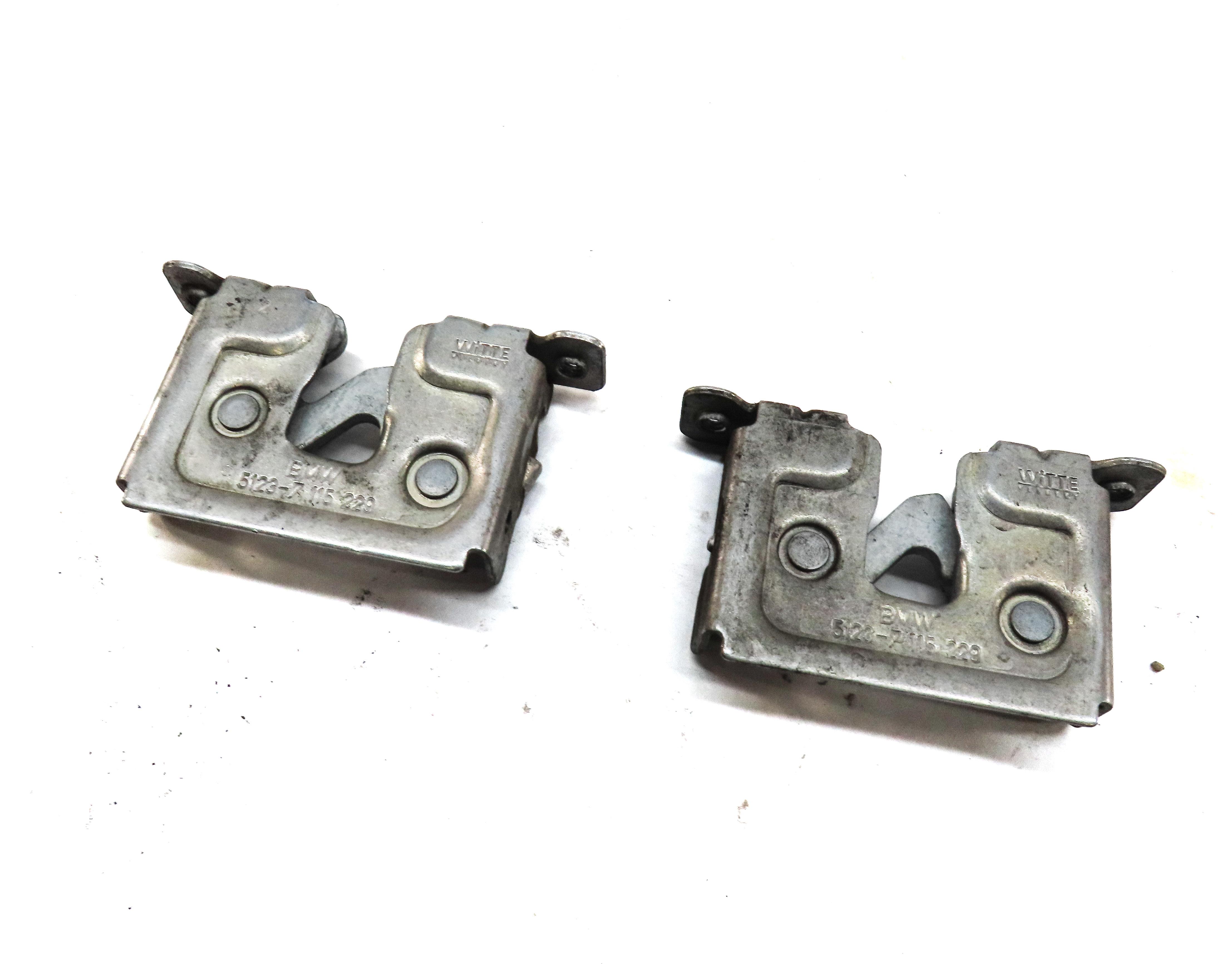 2011 BMW 335i (E90) FRONT LEFT & RIGHT LOWER HOOD LOCK LATCH SET-2 — exact item pictured