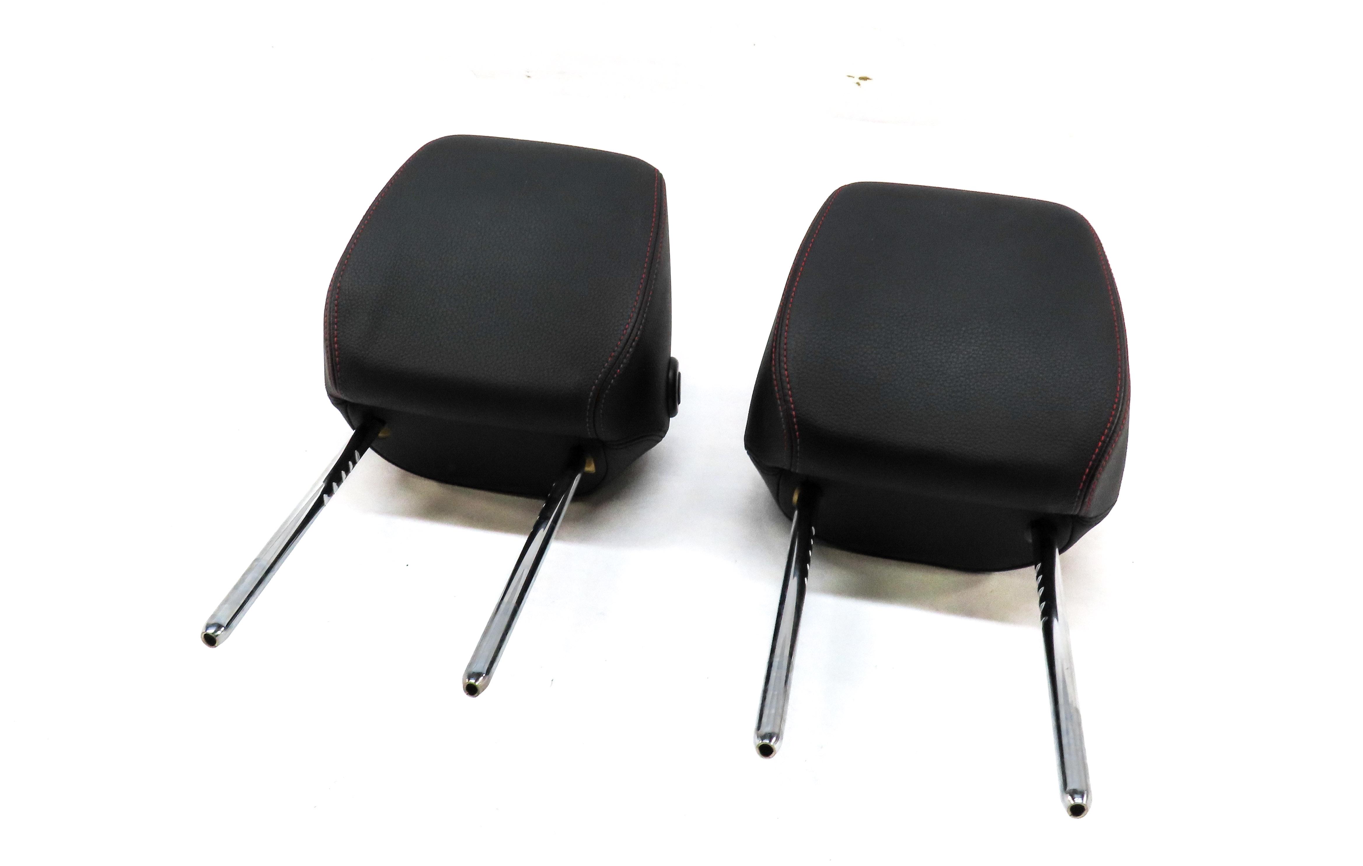 13-20 BMW 3 4 SERIES F30 F32 FRONT LEFT RIGHT HEADREST SET (BLACK w/ RED STITCH) — exact item pictured