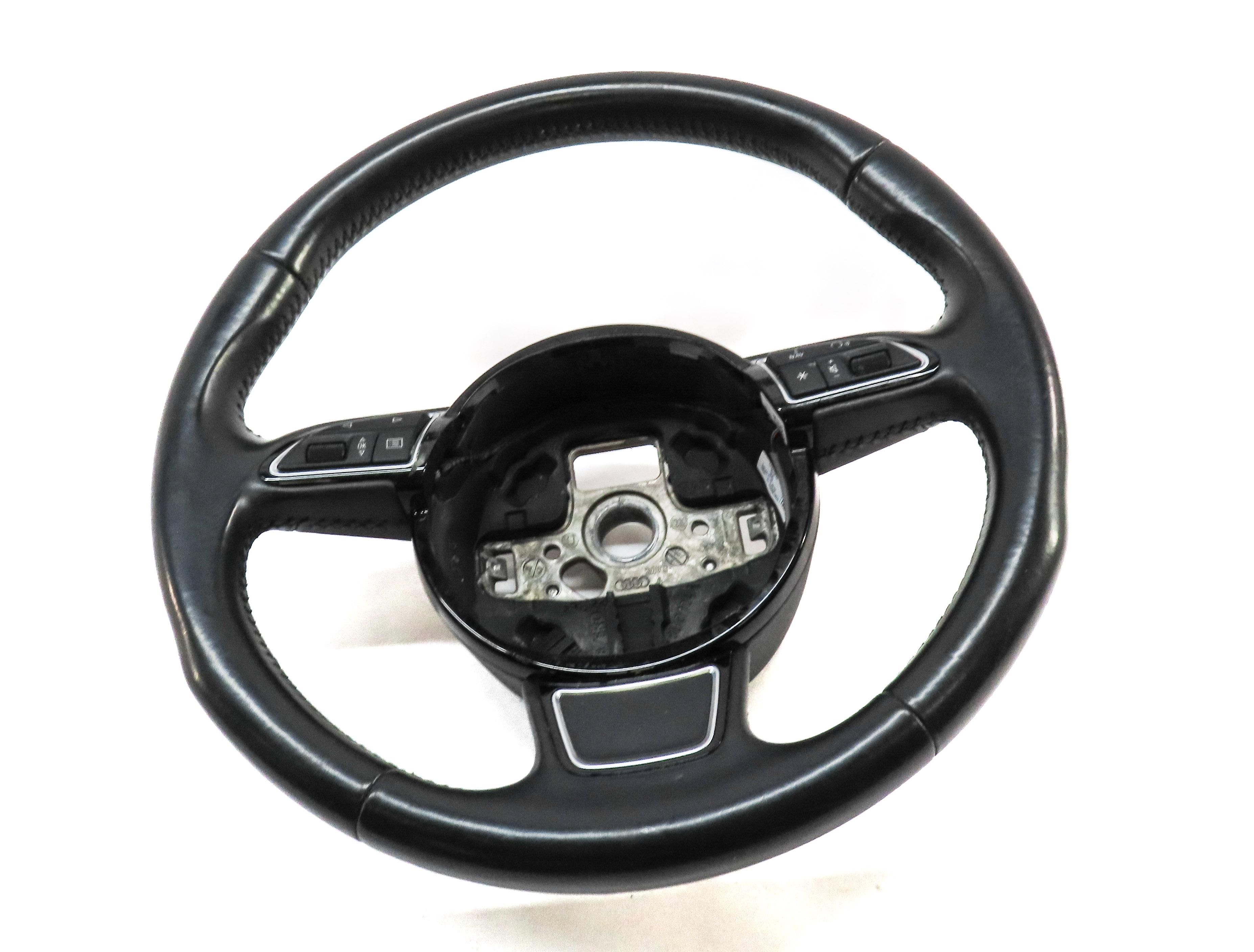 15-16 AUDI A3 (8V) LEFT DRIVER 3-SPOKE SPORT STEERING WHEEL w/ SWITCHES (BLACK) — exact item pictured