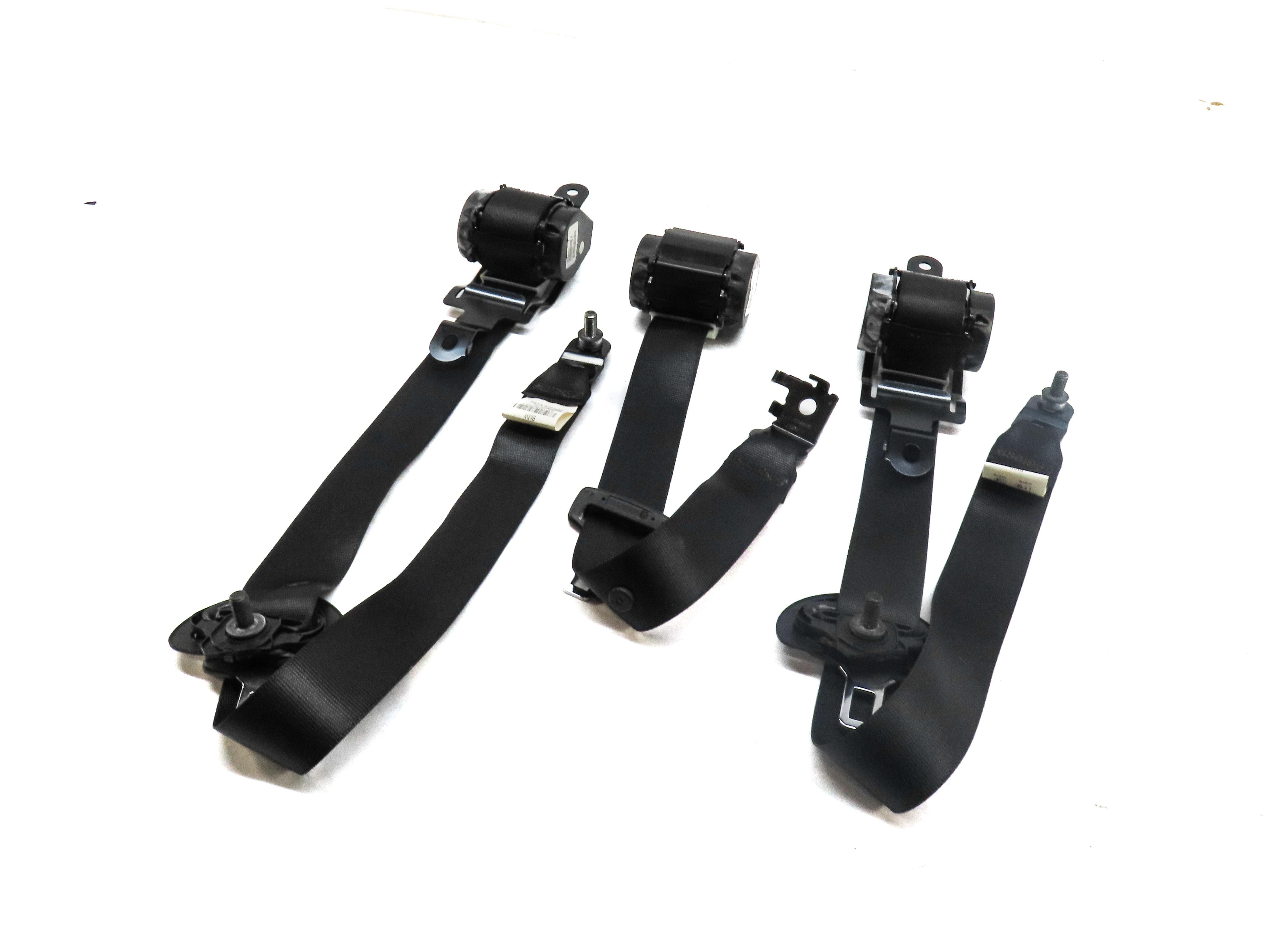 2012 BMW X5 (E70) REAR SEAT LEFT CENTER RIGHT SEATBELT RETRACTOR SET-3 (BLACK) — exact item pictured