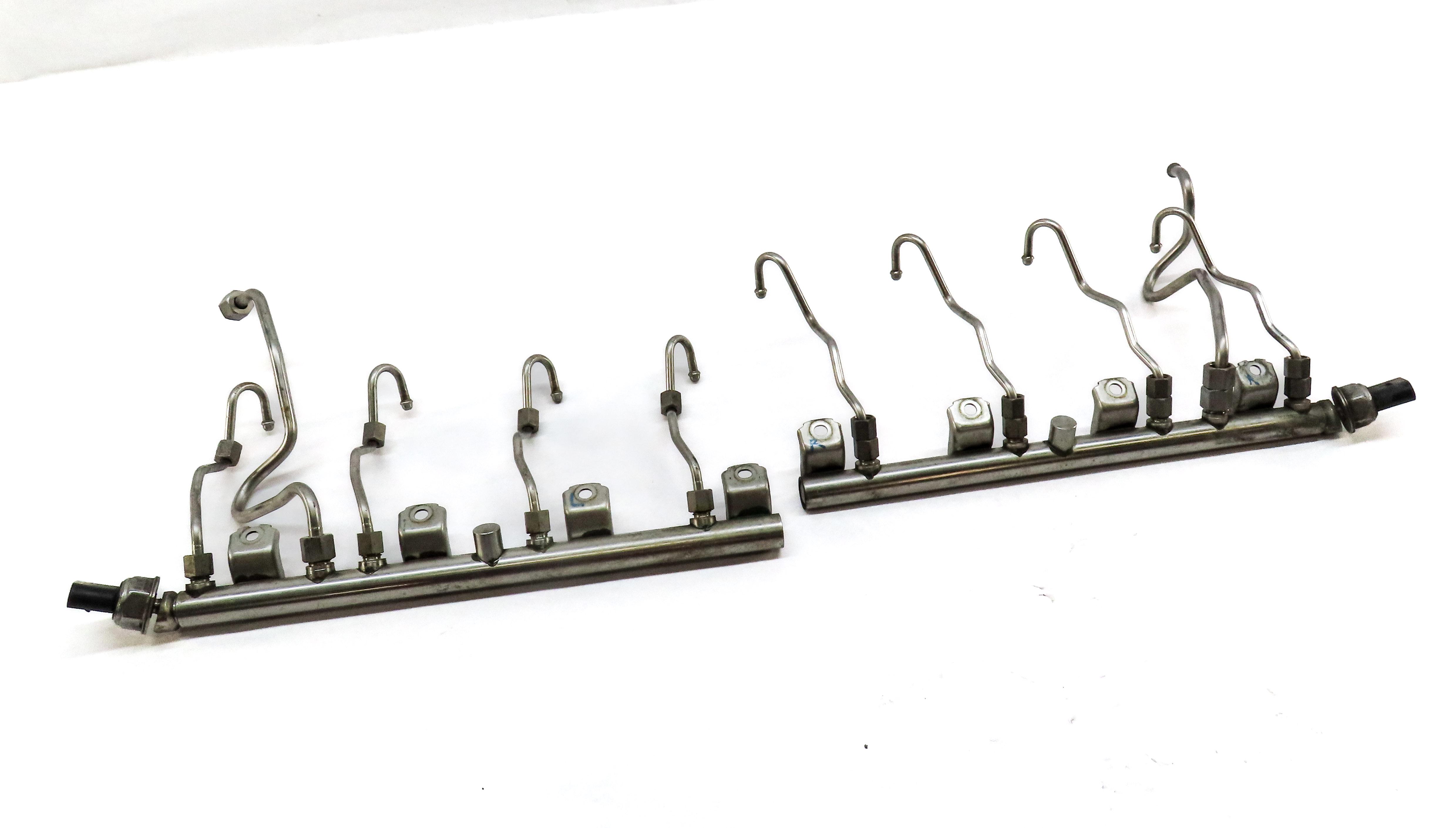 2012 BMW 550iGT (F07) 4.4L TURBO N63 ENGINE LEFT RIGHT FUEL RAIL SET 2 w/ LINES — exact item pictured