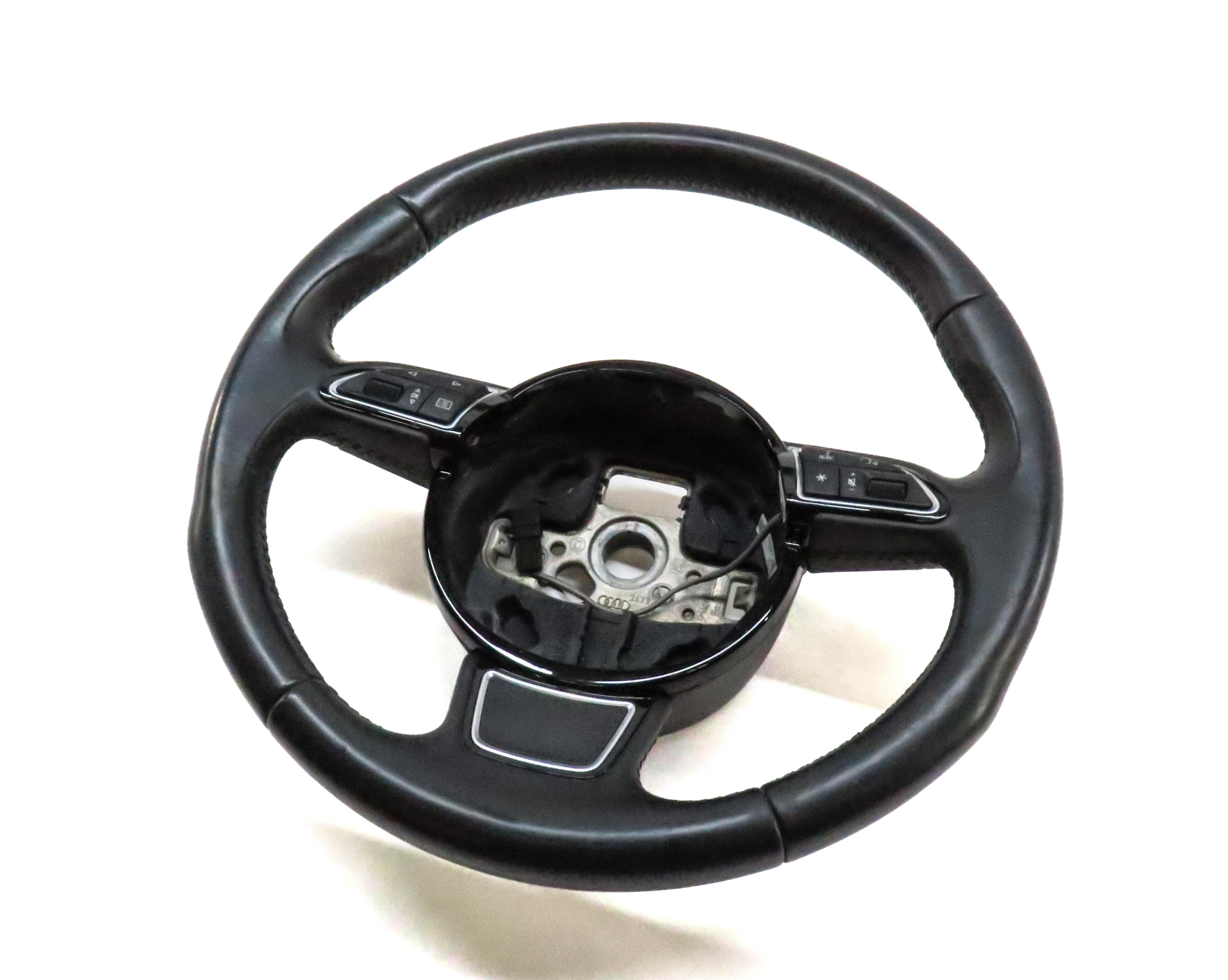15-16 AUDI A3 (8V) LEFT DRIVER 3-SPOKE SPORT STEERING WHEEL w/ SWITCHES (BLACK) — exact item pictured