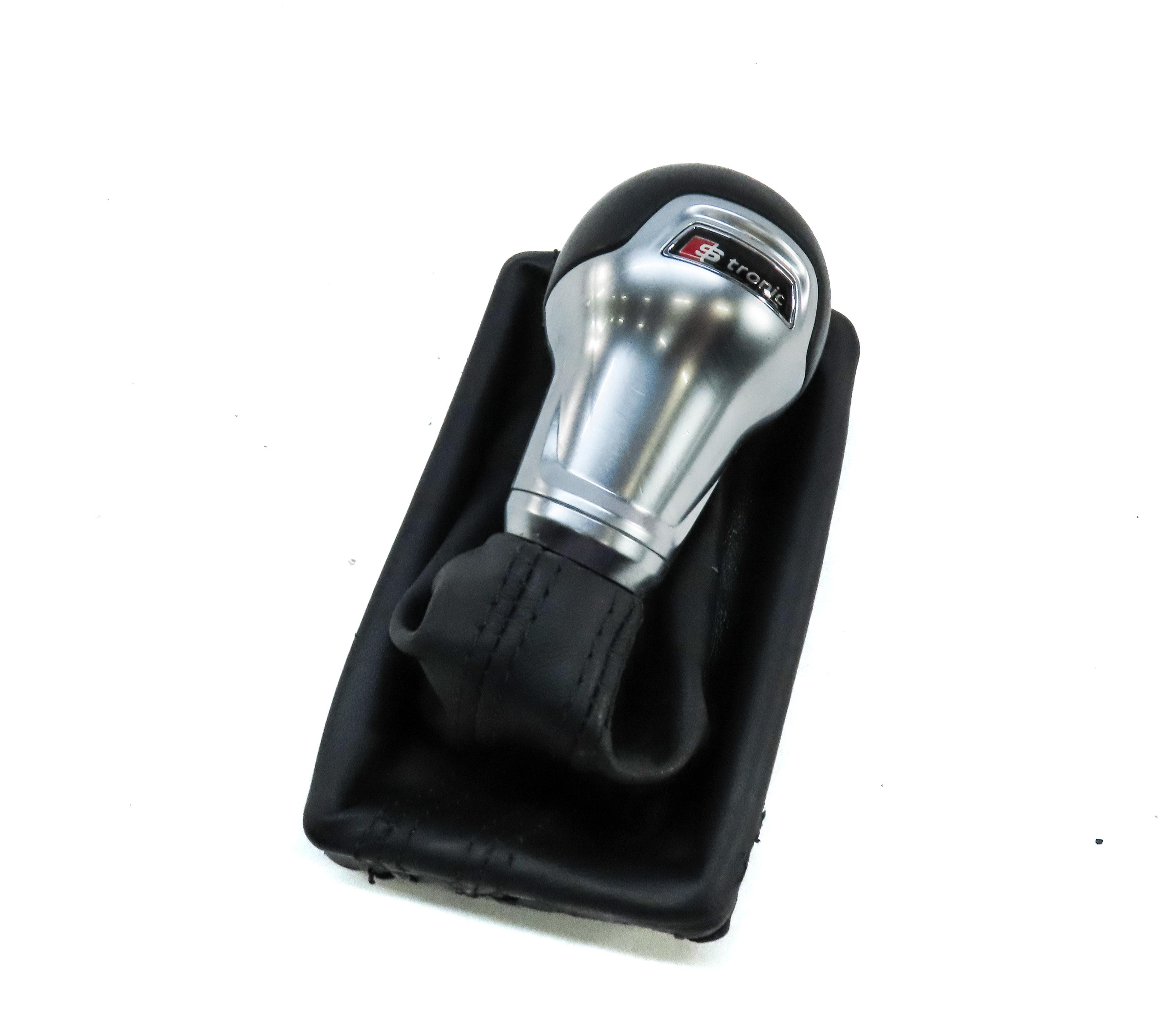 2017 AUDI A3 (8V) FLOOR SHIFT SHIFT KNOB w/ BOOT (BLACK & SILVER) 8V1713139G — exact item pictured