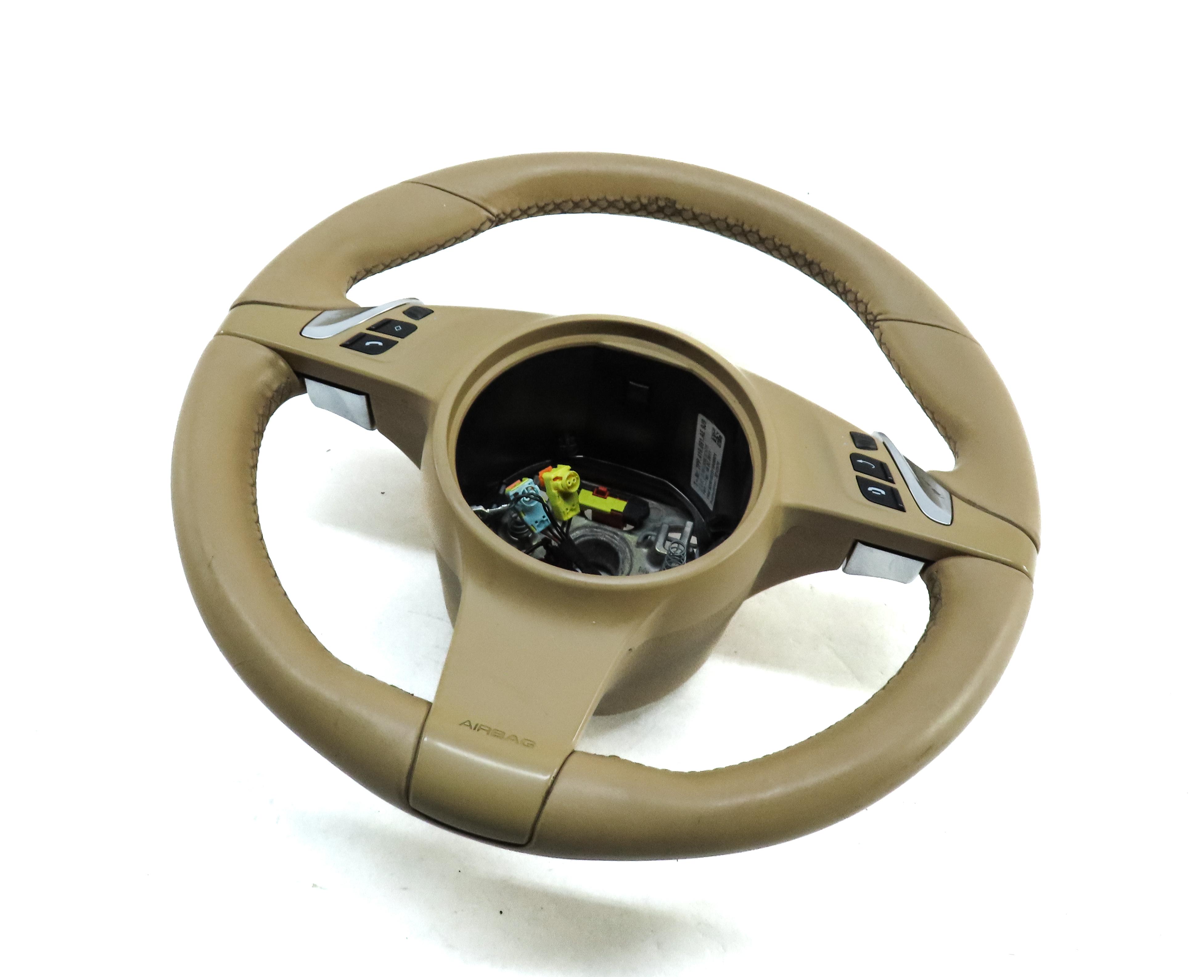 2010-2016 PORSCHE CAYENNE PANAMERA (958 970 G1) 3-SPOKE STEERING WHEEL (BEIGE) — exact item pictured