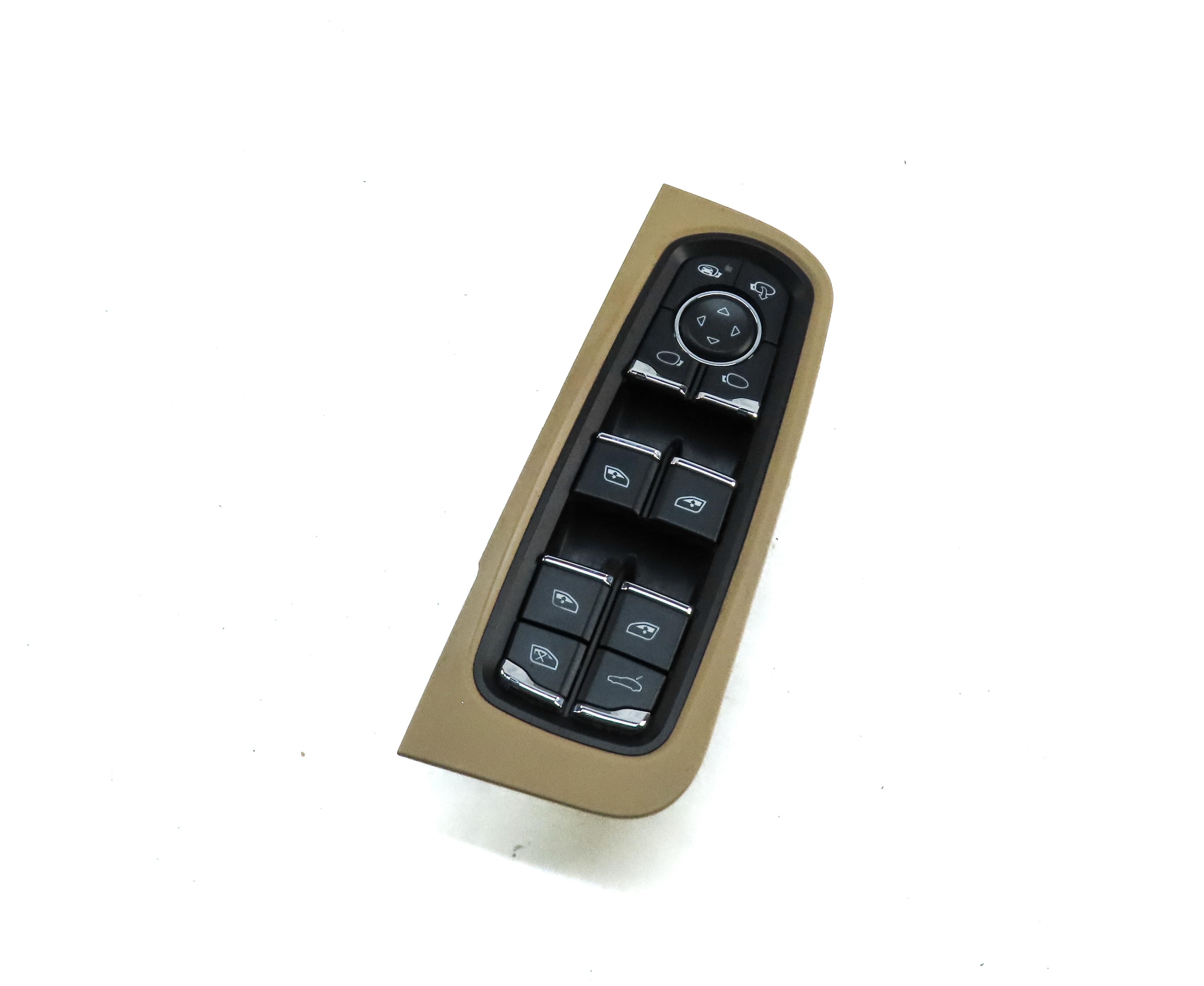 11-14 PORSCHE CAYENNE (958) DRIVER MASTER WINDOW SWITCH w/ BLIND SPOT (BEIGE) — exact item pictured