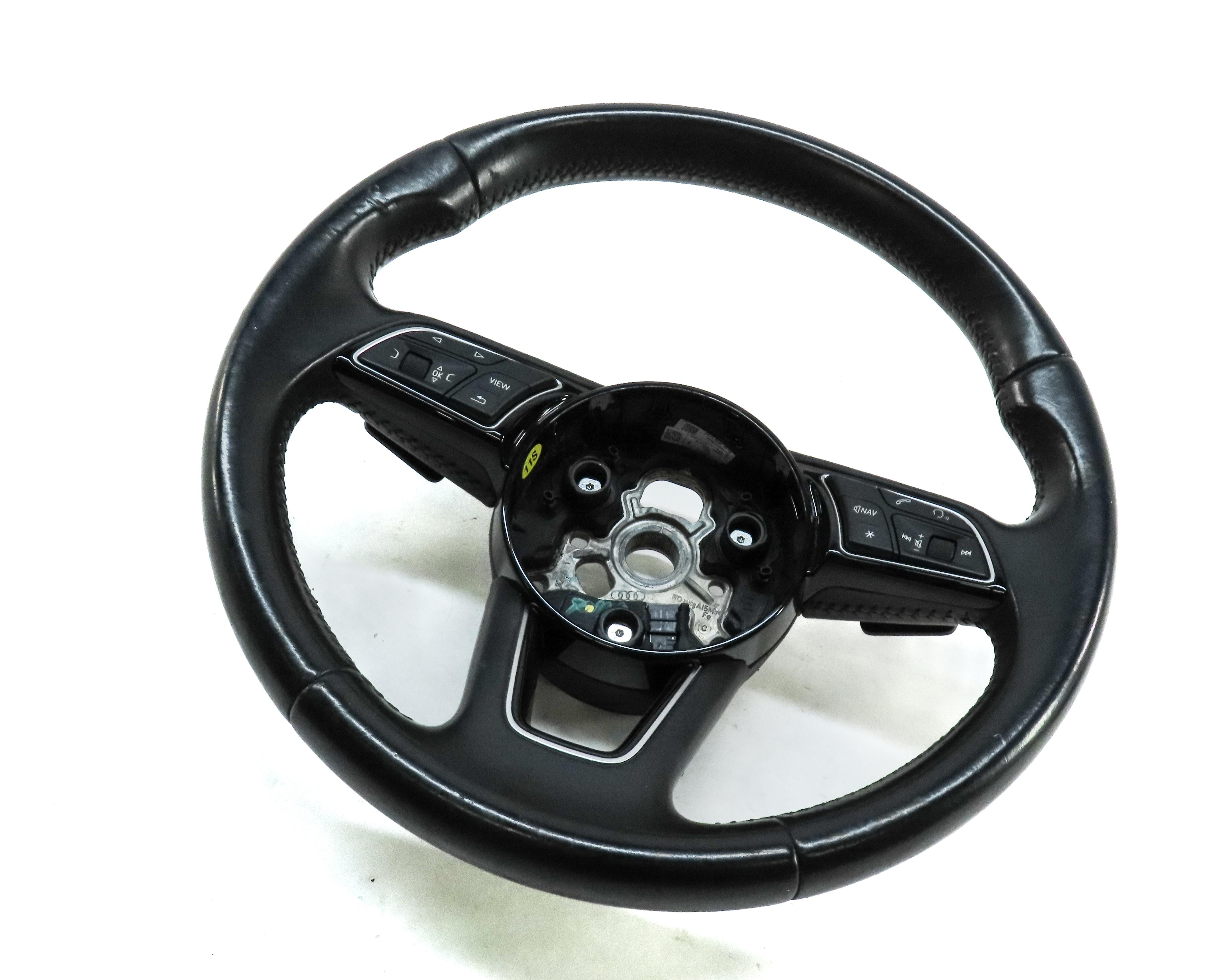 17-19 AUDI A4 A5 S4 (B9 8W F5) 3-SPOKE STEERING WHEEL w/ SHIFT PADDLES (BLACK) — exact item pictured