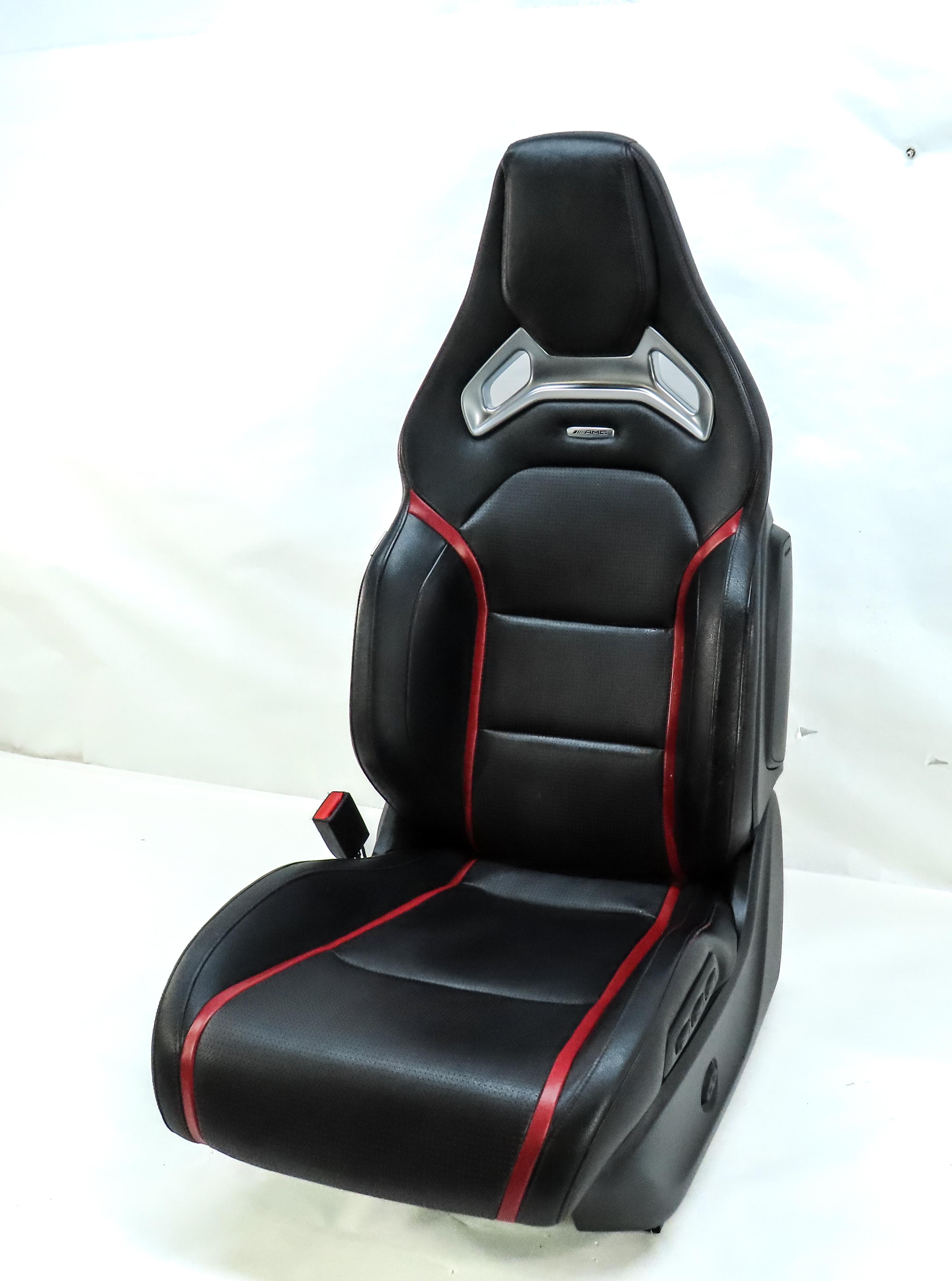 14-15 MERCEDES CLA45 AMG C117 FRONT LEFT RECARO ///AMG SEAT ASSEMBLY BLACK & RED — exact item pictured