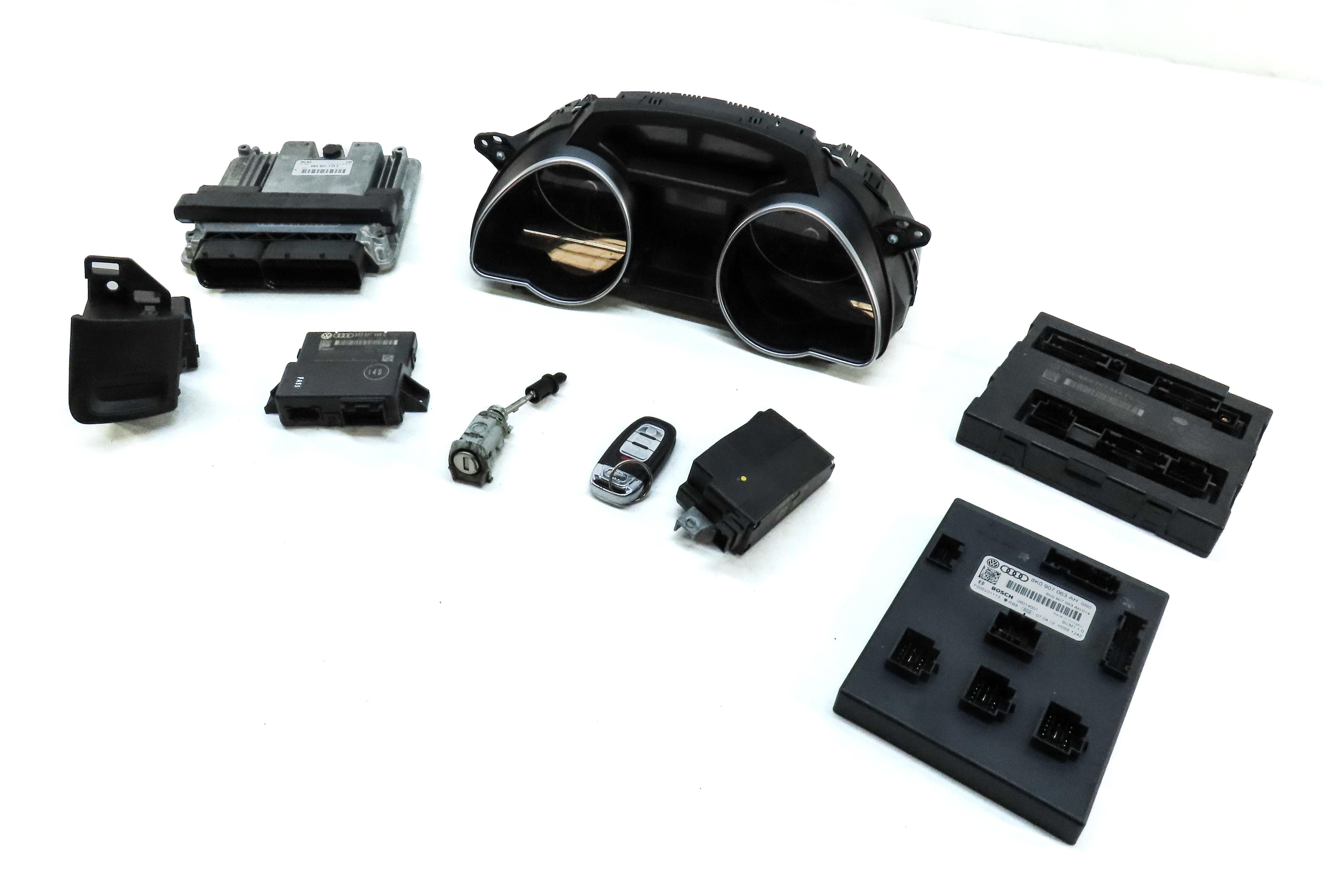 2013 AUDI A5 (B8 8T) 2.0L SPEEDOMETER BODY ENGINE MODULE & KEY SET BCM ECM ECU — exact item pictured