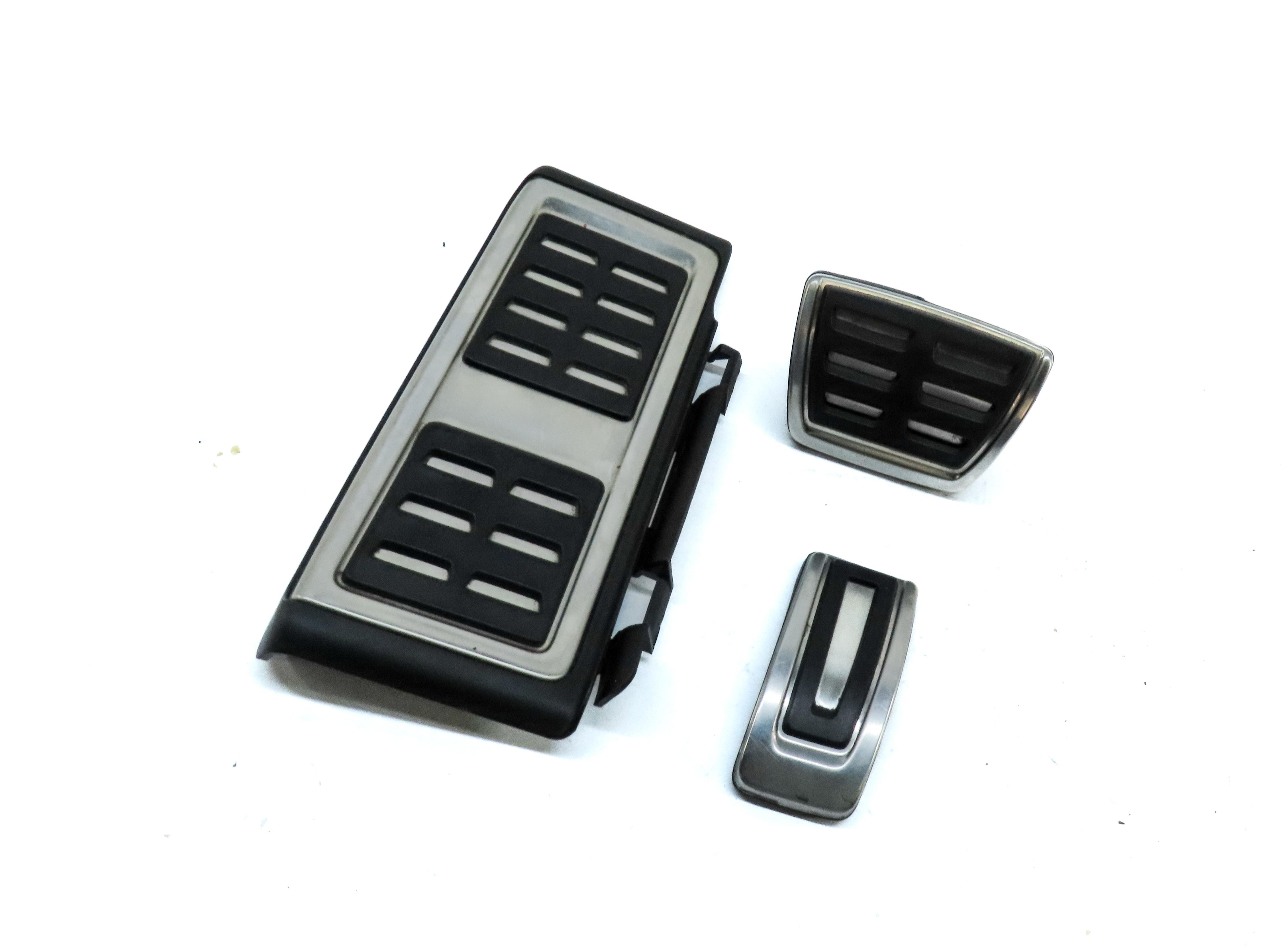 2015 AUDI A3 (8V) FRONT LEFT GAS BREAK & DEAD PEDAL COVER TRIM (BLACK & SILVER) — exact item pictured
