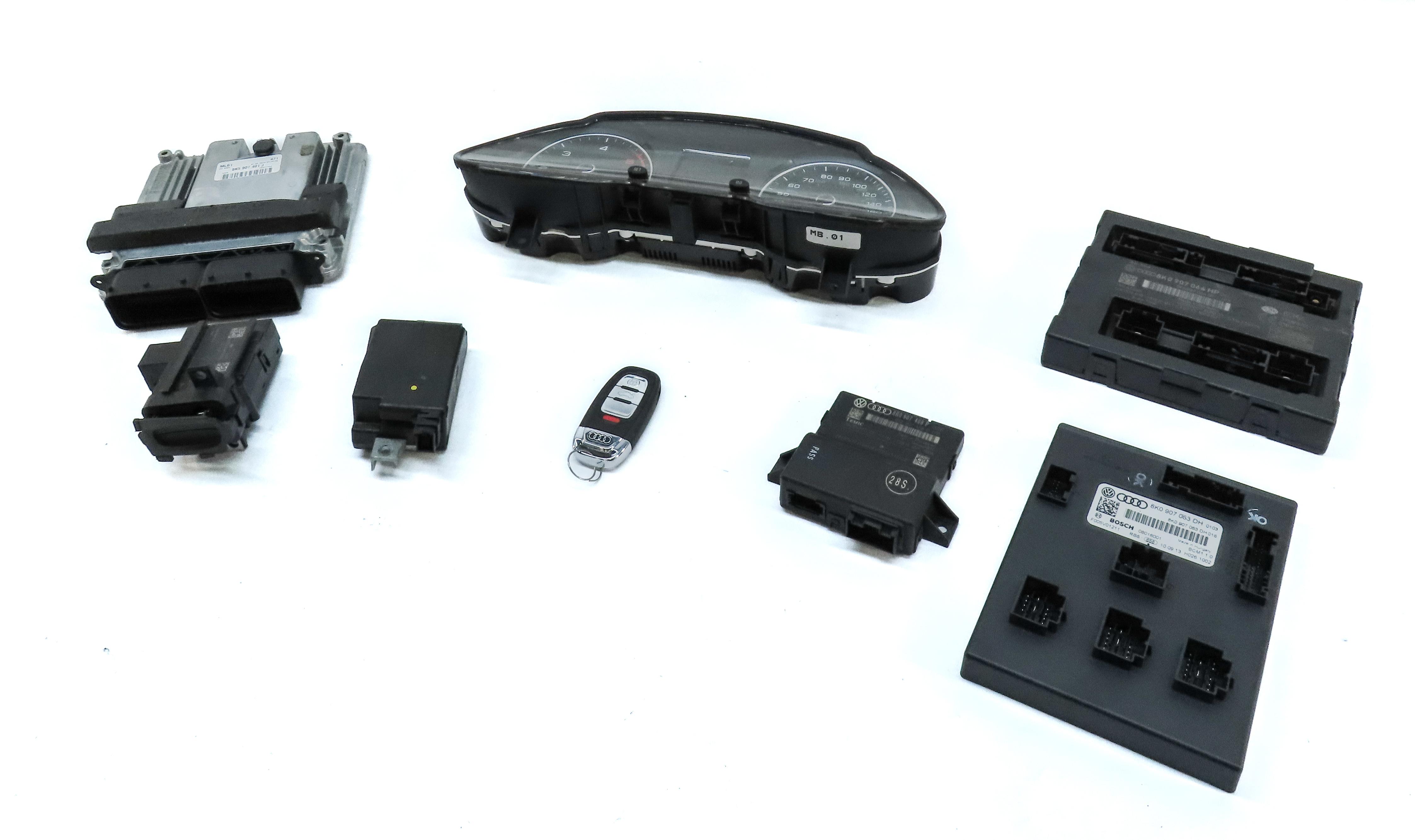 2014 AUDI Q5 (B8 8R) SPEEDOMETER IMMOBILIZER LOCK BODY ENGINE MODULE & KEY SET — exact item pictured