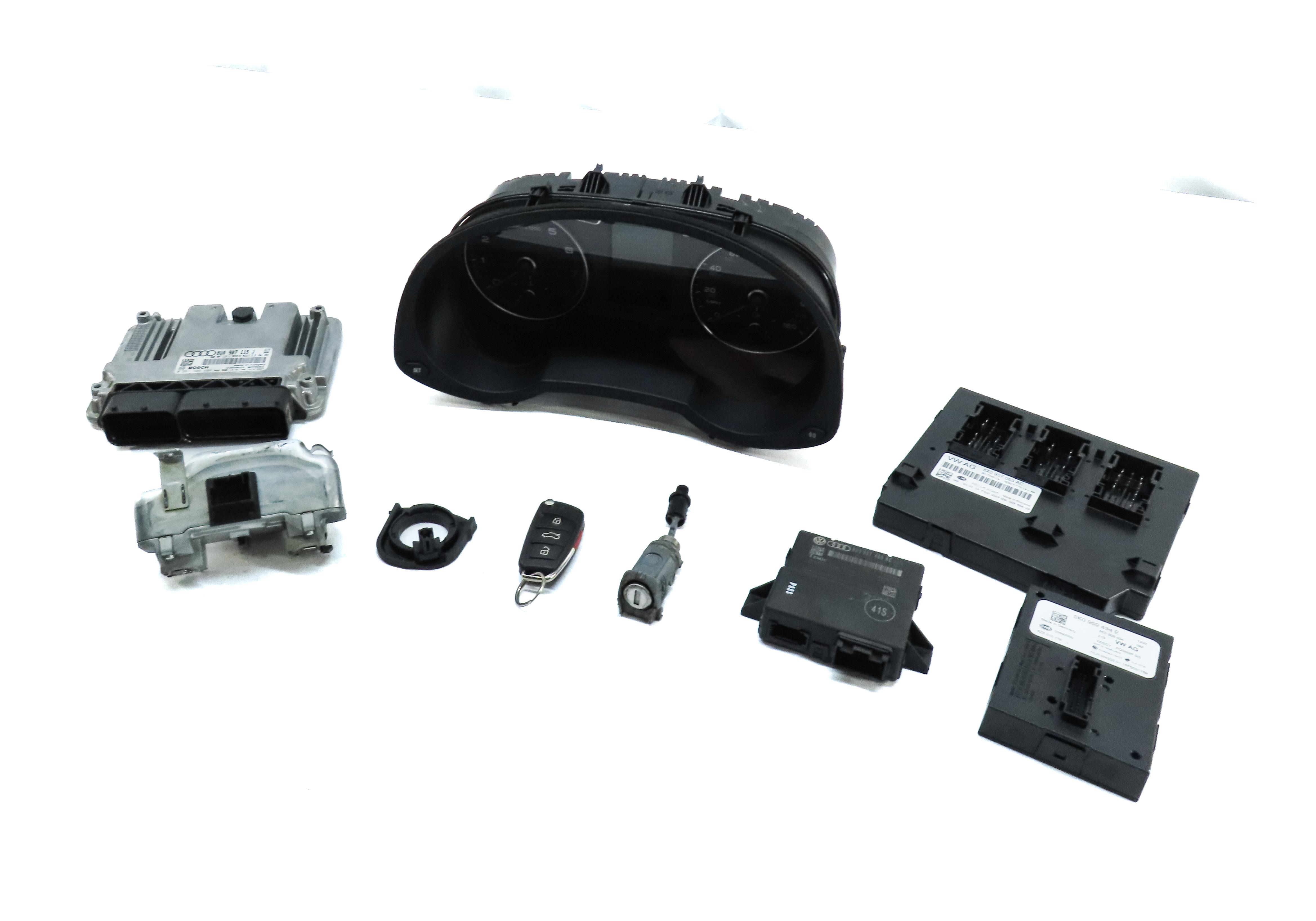 2015 AUDI Q3 (8U) 2.0L SPEEDOMETER IMMOBILIZER LOCK BODY ENGINE MODULE & KEY SET — exact item pictured