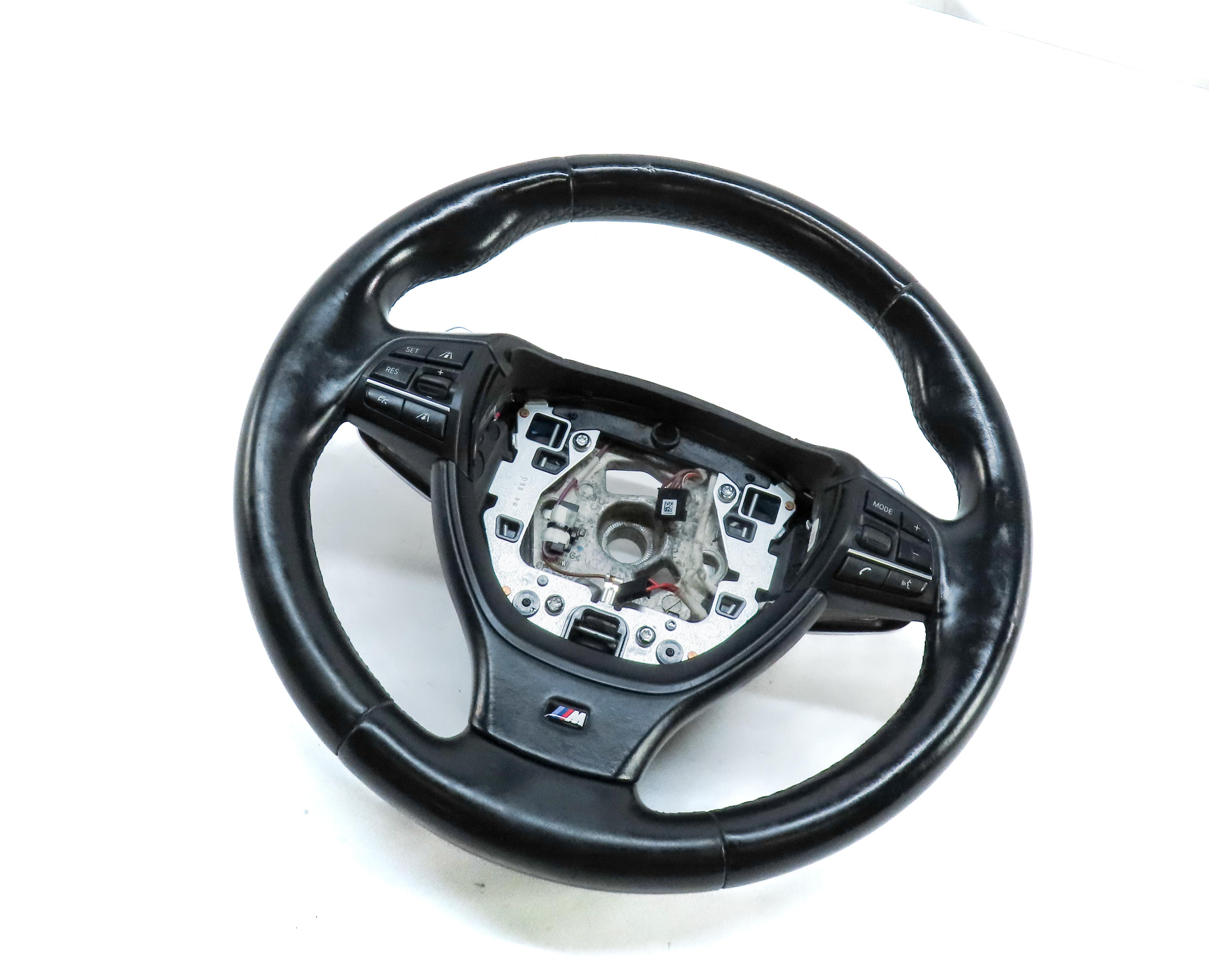 14-17 BMW 5 GT 7 SERIES F01 F07 3 SPOKE SPORT STEERING WHEEL w/ SWITCHES (BLACK) — exact item pictured