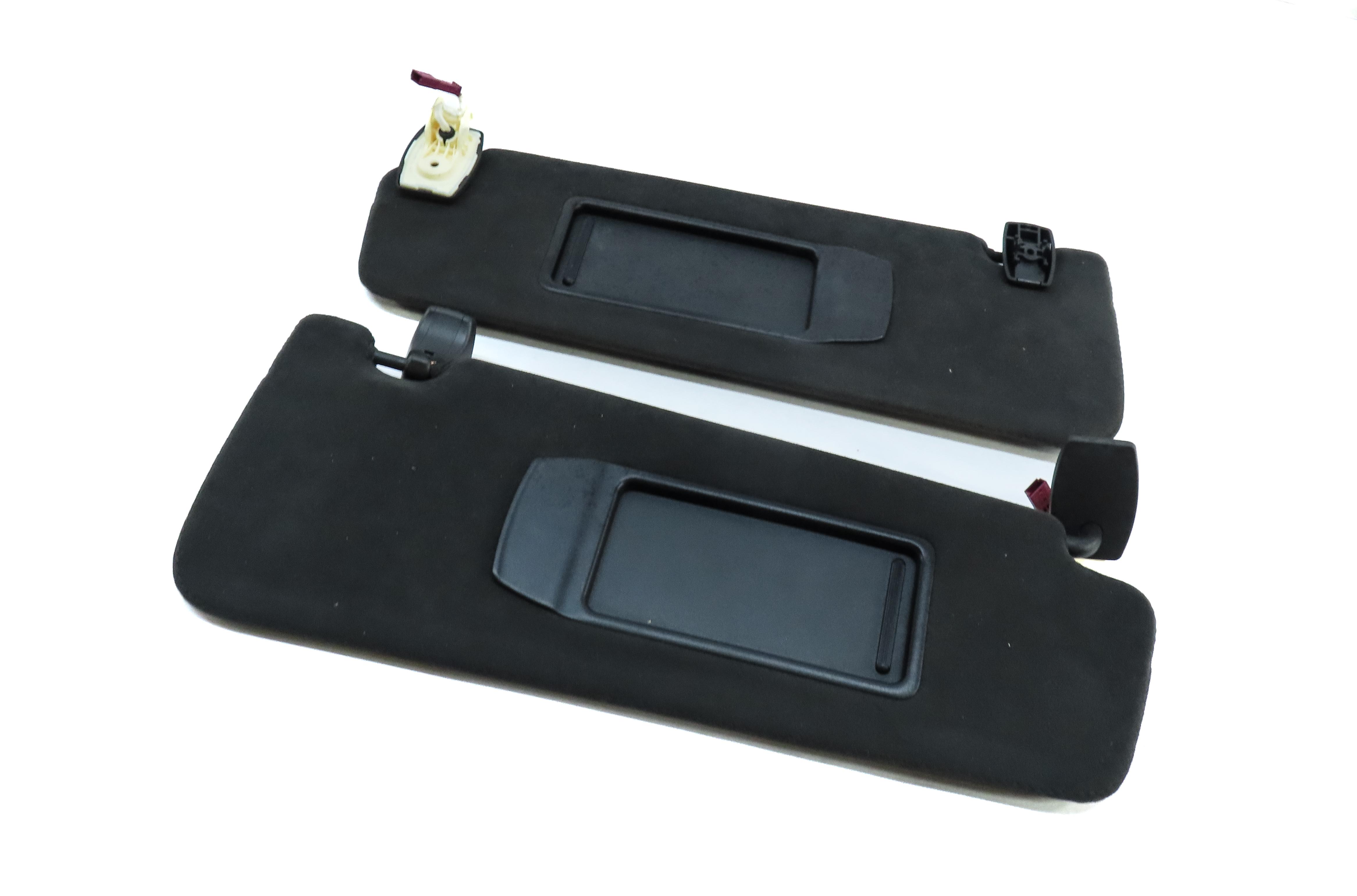 09-15 BMW 740i 750i 760i (F01 F02 F04) FRONT LEFT & RIGHT SUN VISOR SET (BLACK) — exact item pictured