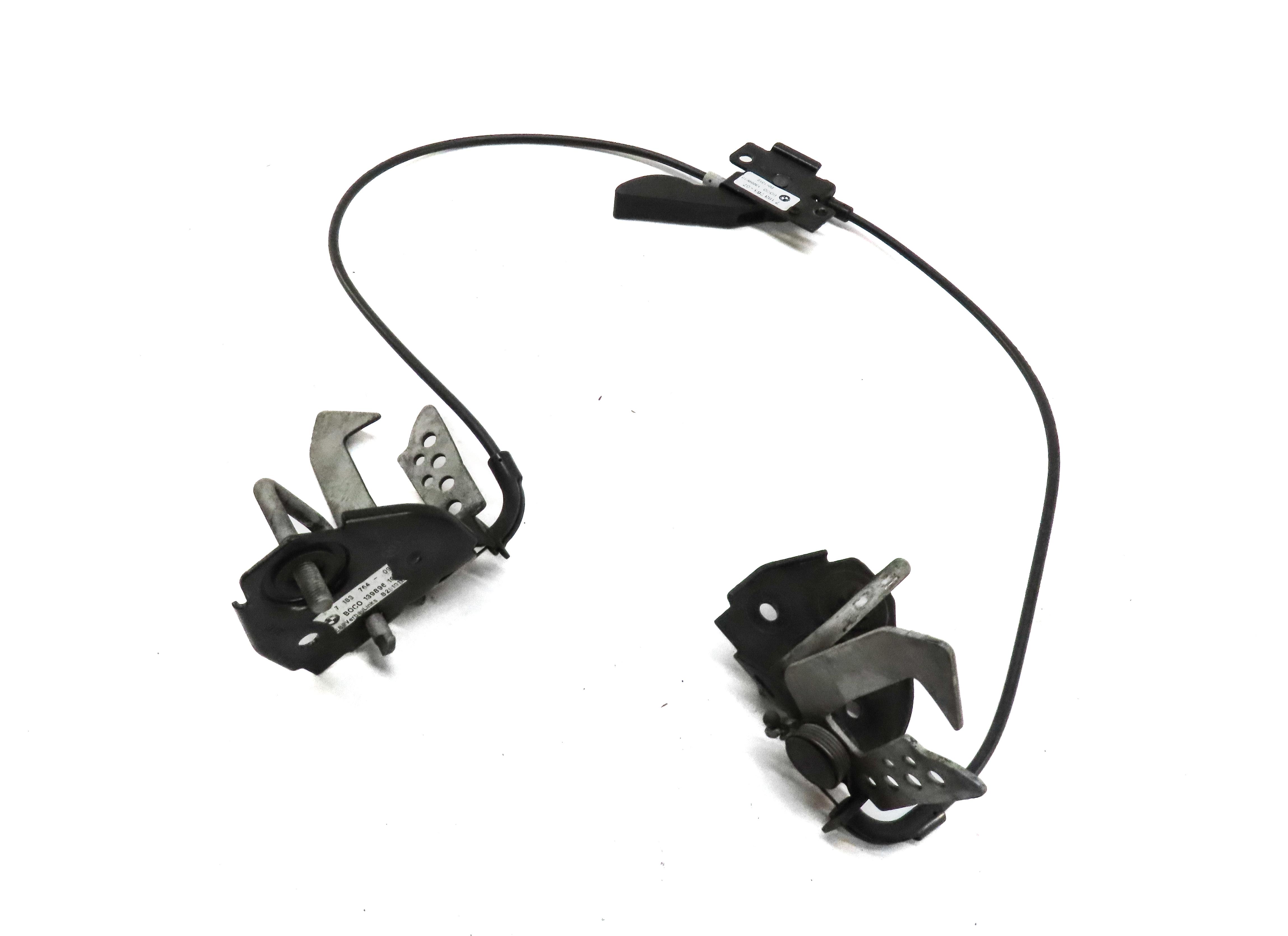 2013 BMW 750i F01 HOOD SAFETY CATCH HOOK LATCH SET 2 w/ CABLES & RELEASE HANDLE — exact item pictured