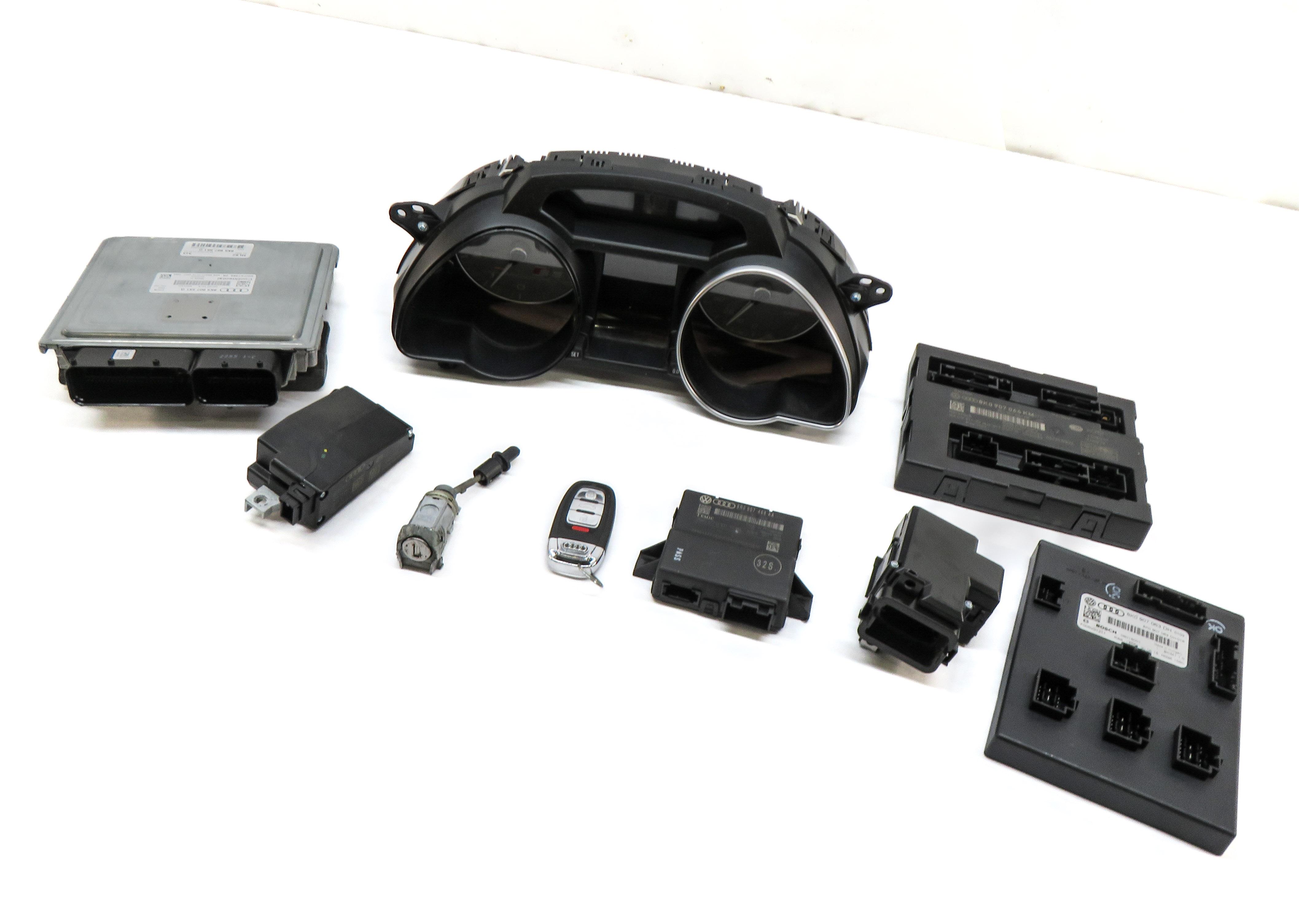2016 AUDI S5 (B8 8T) 3.0L CTUB ECM BCM SPEEDOMETER IMMOBILIZER MODULE KEY SET — exact item pictured