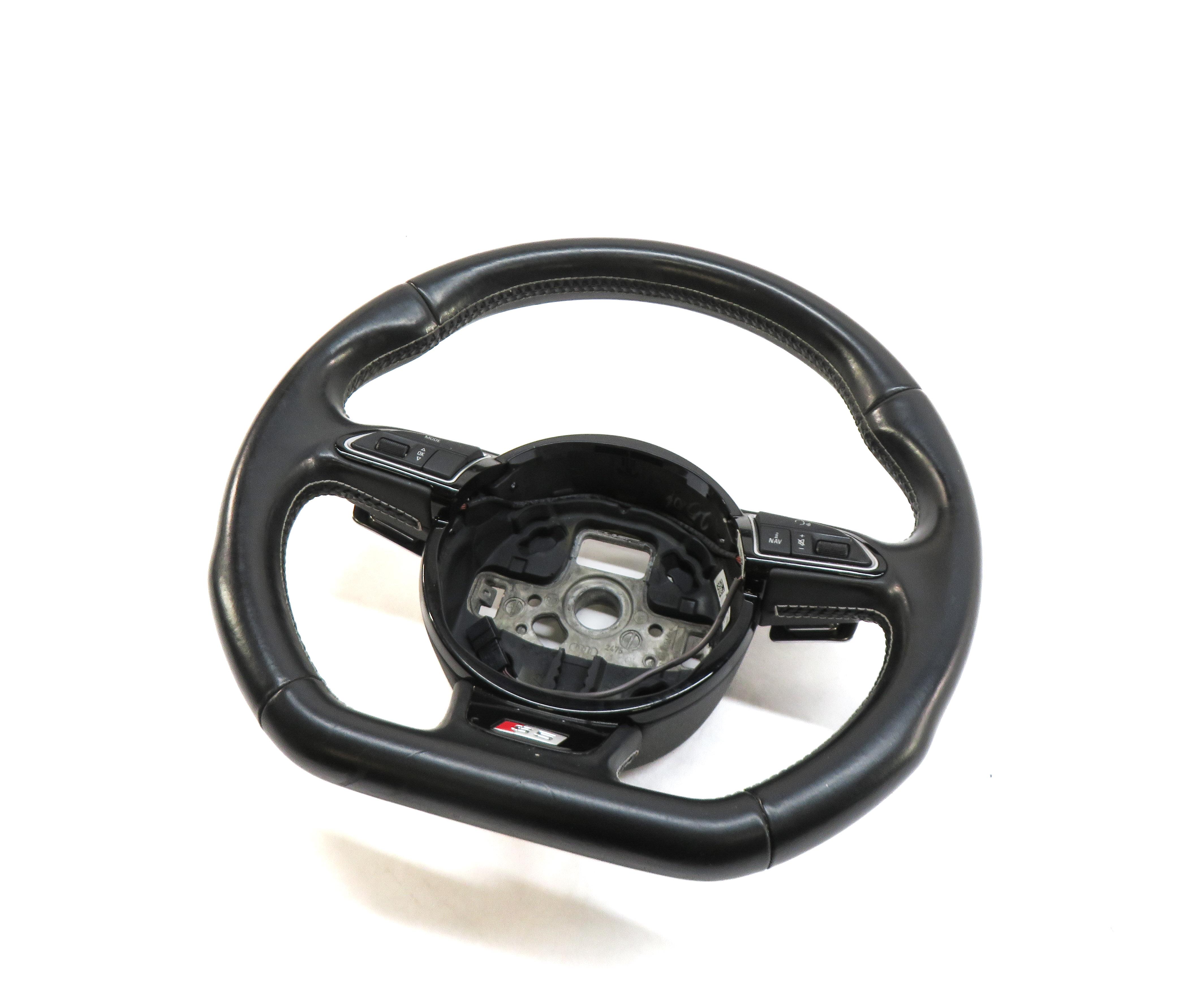 2013-2017 AUDI S5 (B8 8T) 3-SPOKE FLAT BOTTOM SPORT STEERING WHEEL w PADDLES — exact item pictured