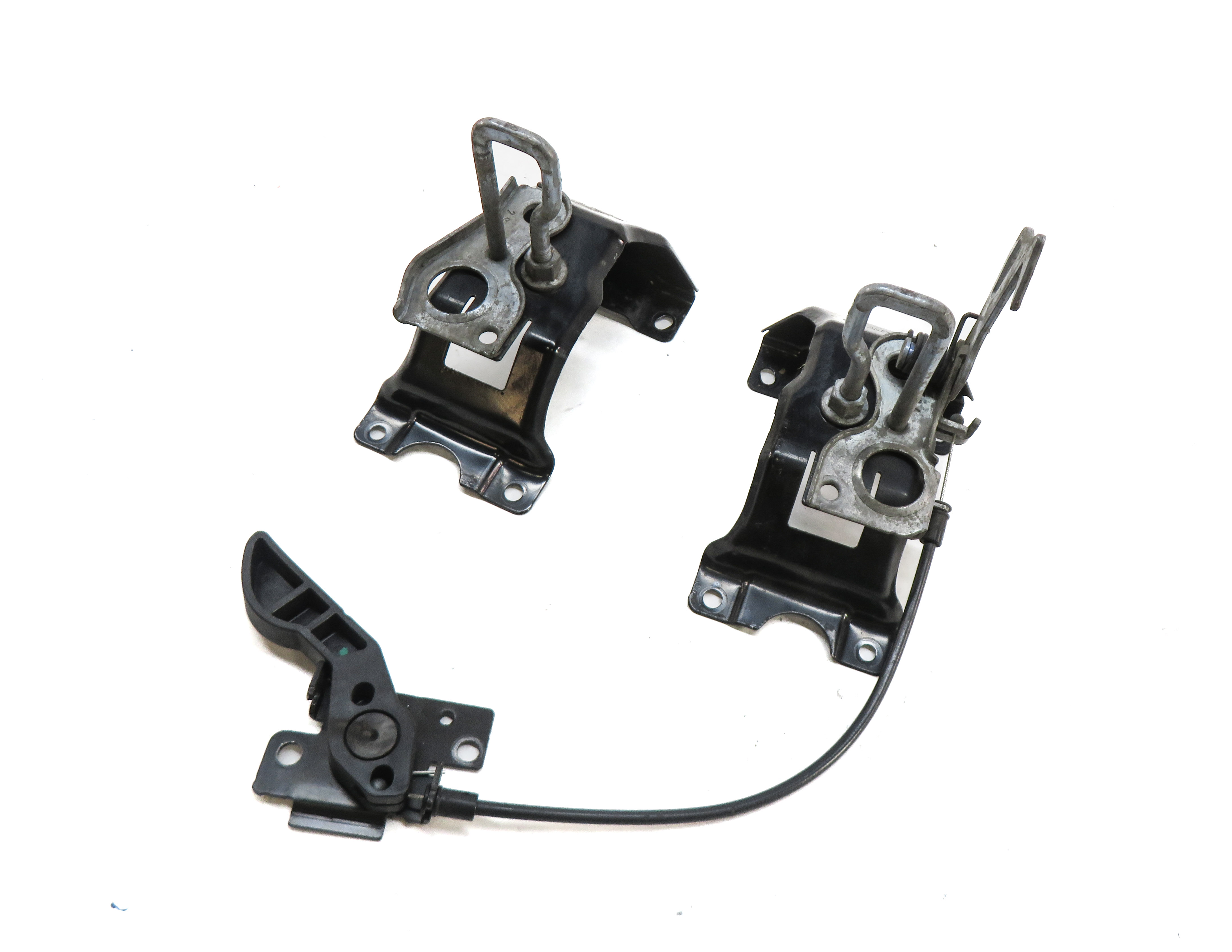 2015 BMW X5 (F15) HOOD UPPER SAFETY CATCH RELEASE LEVER WITH STRIKER PLATES — exact item pictured