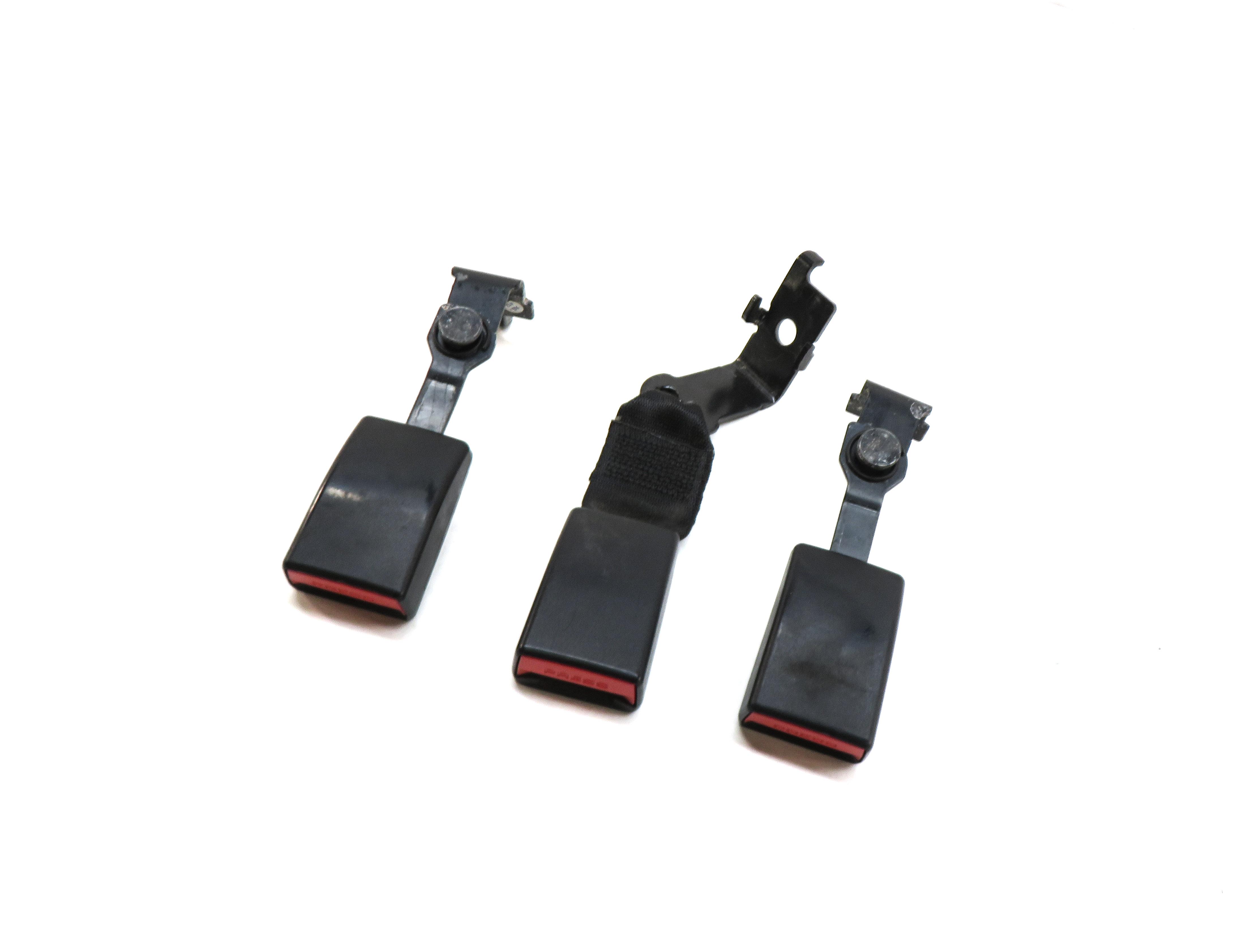 2015 BMW X5 (F15) REAR 2ND ROW LEFT RIGHT CENTER SEATBELT BUCKLE SET 3 (BLACK) — exact item pictured