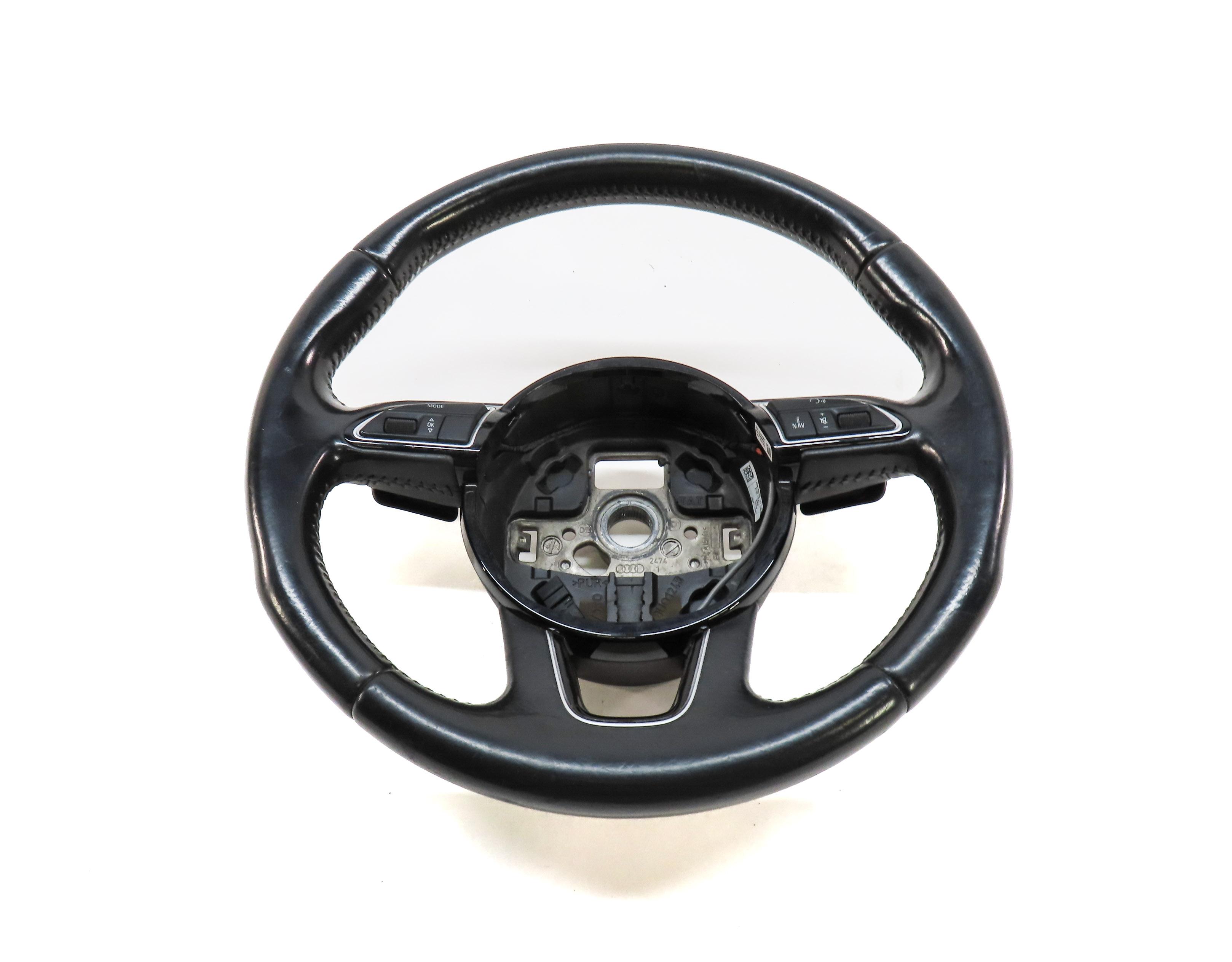 13-17 AUDI Q5 Q7 SQ5 B8 8R 4M 3 SPOKE STEERING WHEEL w/ SWITCH BUTTONS & PADDLES — exact item pictured