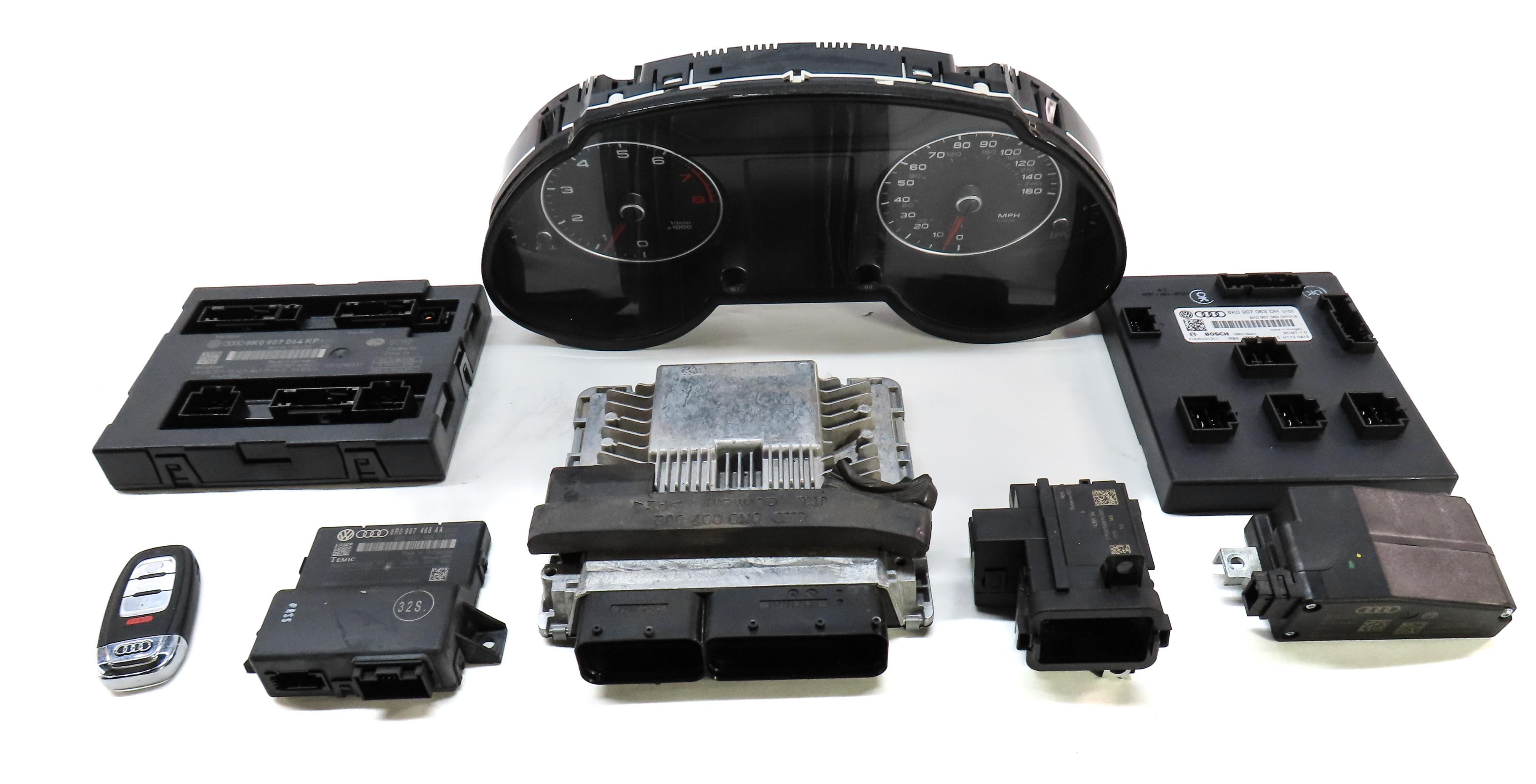 16-17 AUDI Q5 (B8 8R) 3.0L SUPER IGNITION SPEEDOMETER ENGINE MODULE & KEY SET8 — exact item pictured