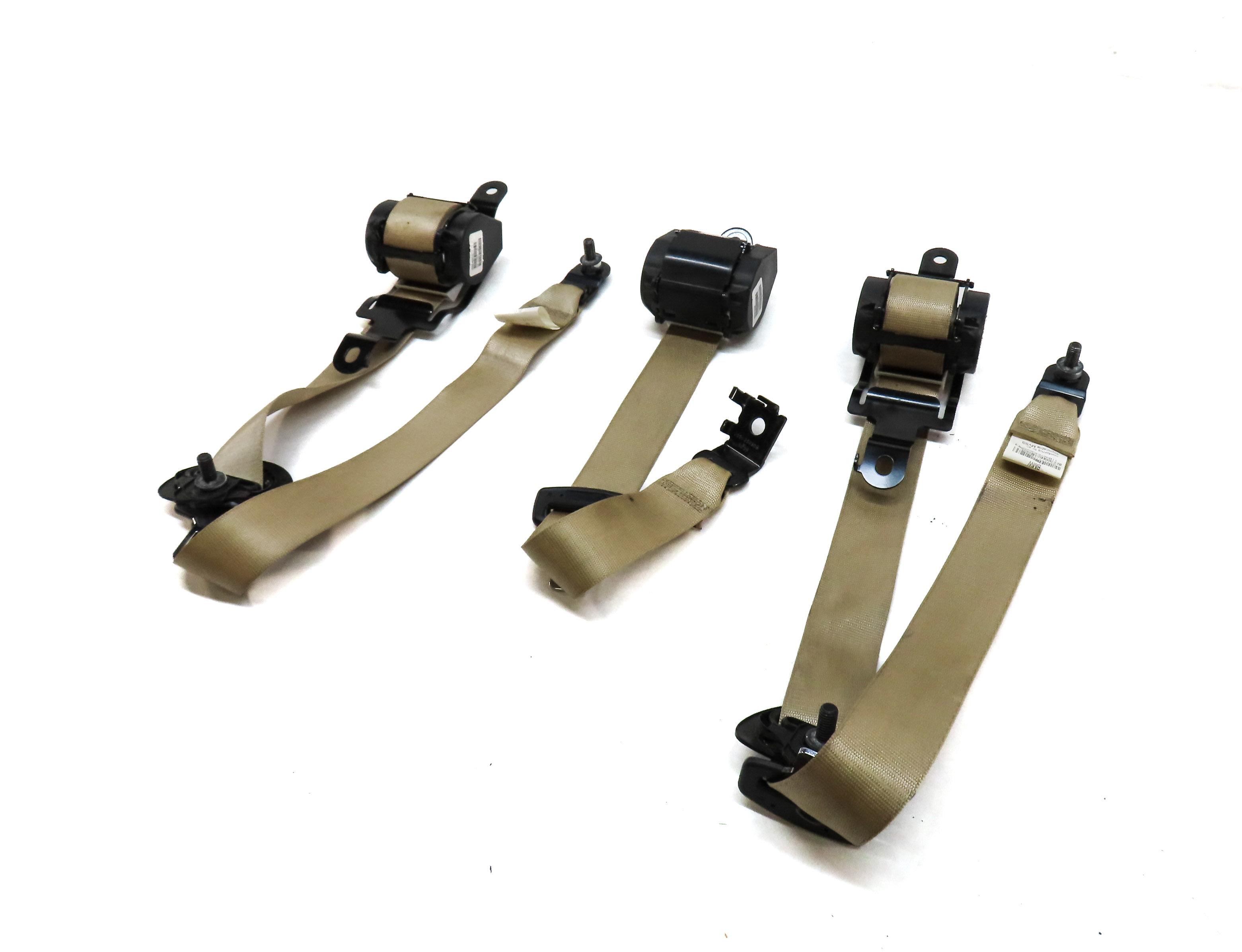 2012 BMW X5 (E70) REAR 2ND ROW LEFT RIGHT CENTER SEATBELT RETRACTOR SET3 (BEIGE) — exact item pictured