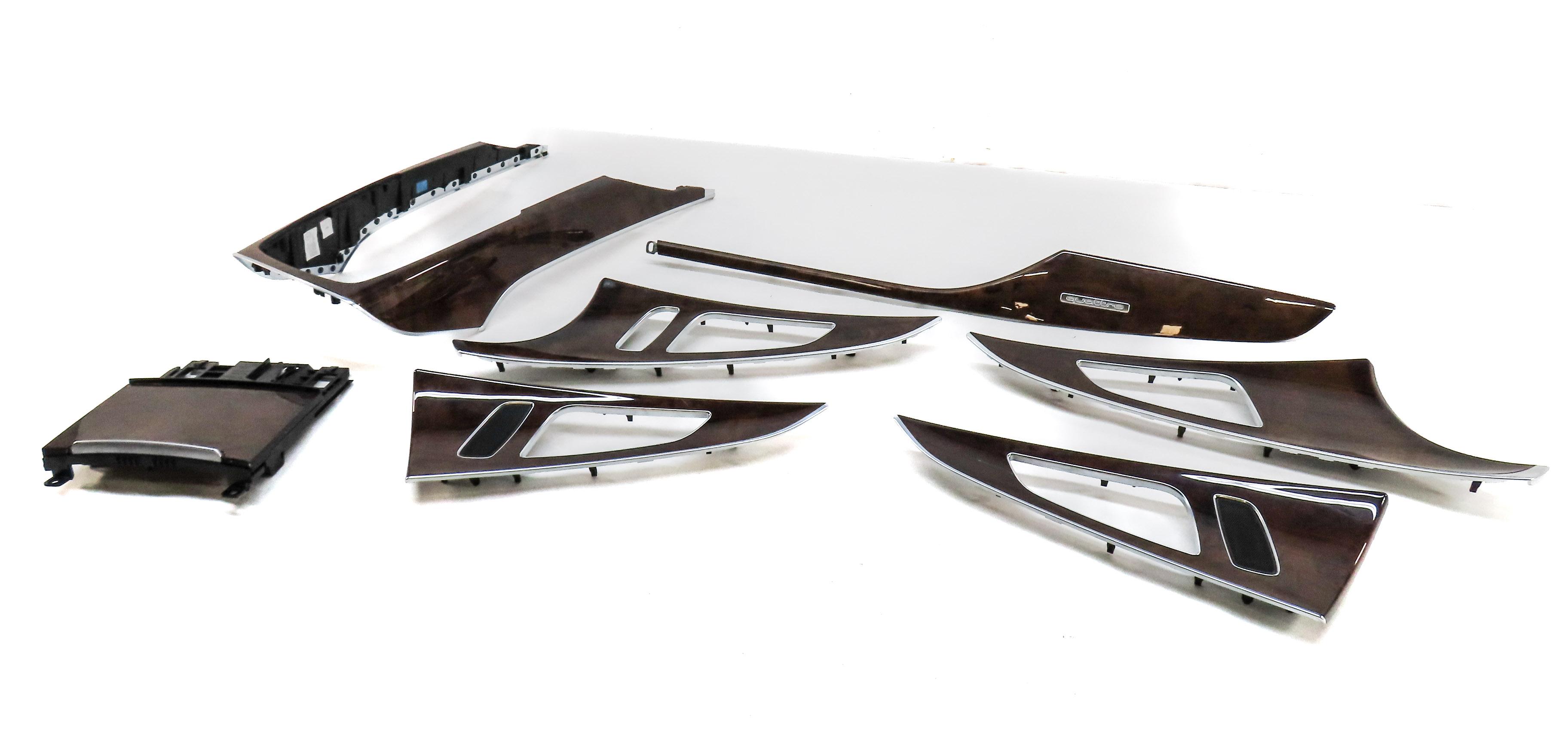 2013 AUDI A6 (C7) DOOR DASH CONSOLE DARK BROWN WALNUT WOOD TRIM SET 7 — exact item pictured