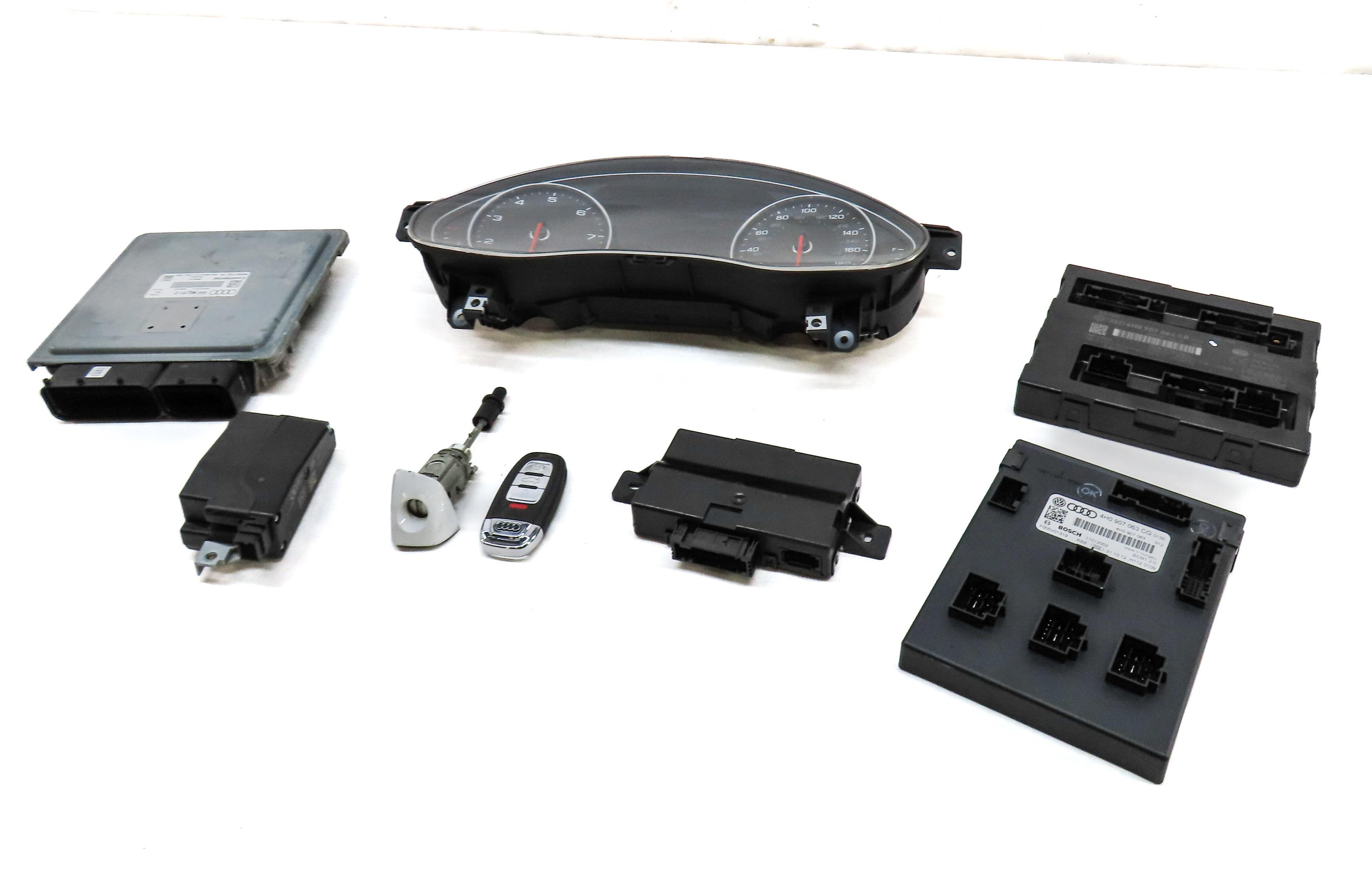 2013 AUDI A6 (C7) 3.0L SUPER SPEEDOMETER IGNITION BODY ENGINE MODULE & KEY SET — exact item pictured