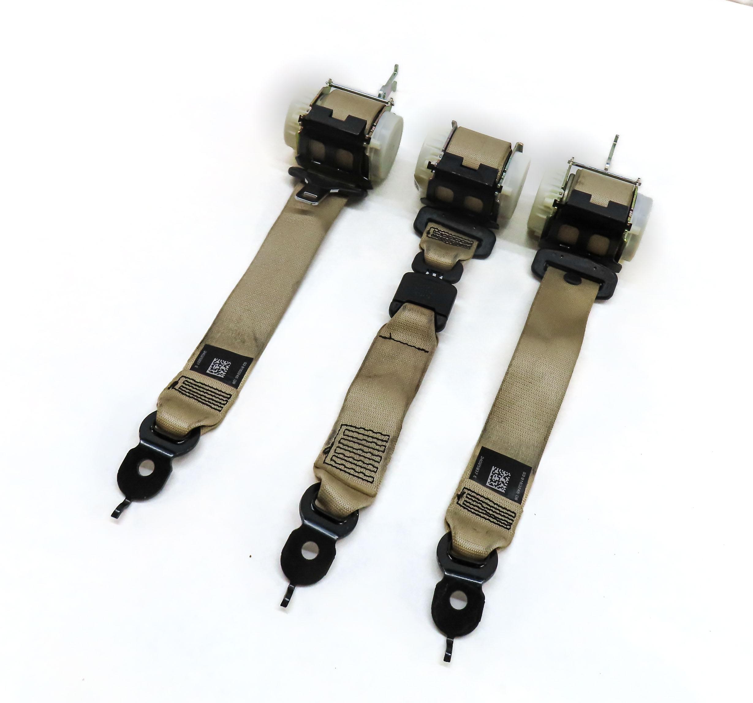 2013 BMW 535i (F10) REAR LEFT RIGHT & CENTER SEATBELT RETRACTOR SET 3 (BEIGE) — exact item pictured