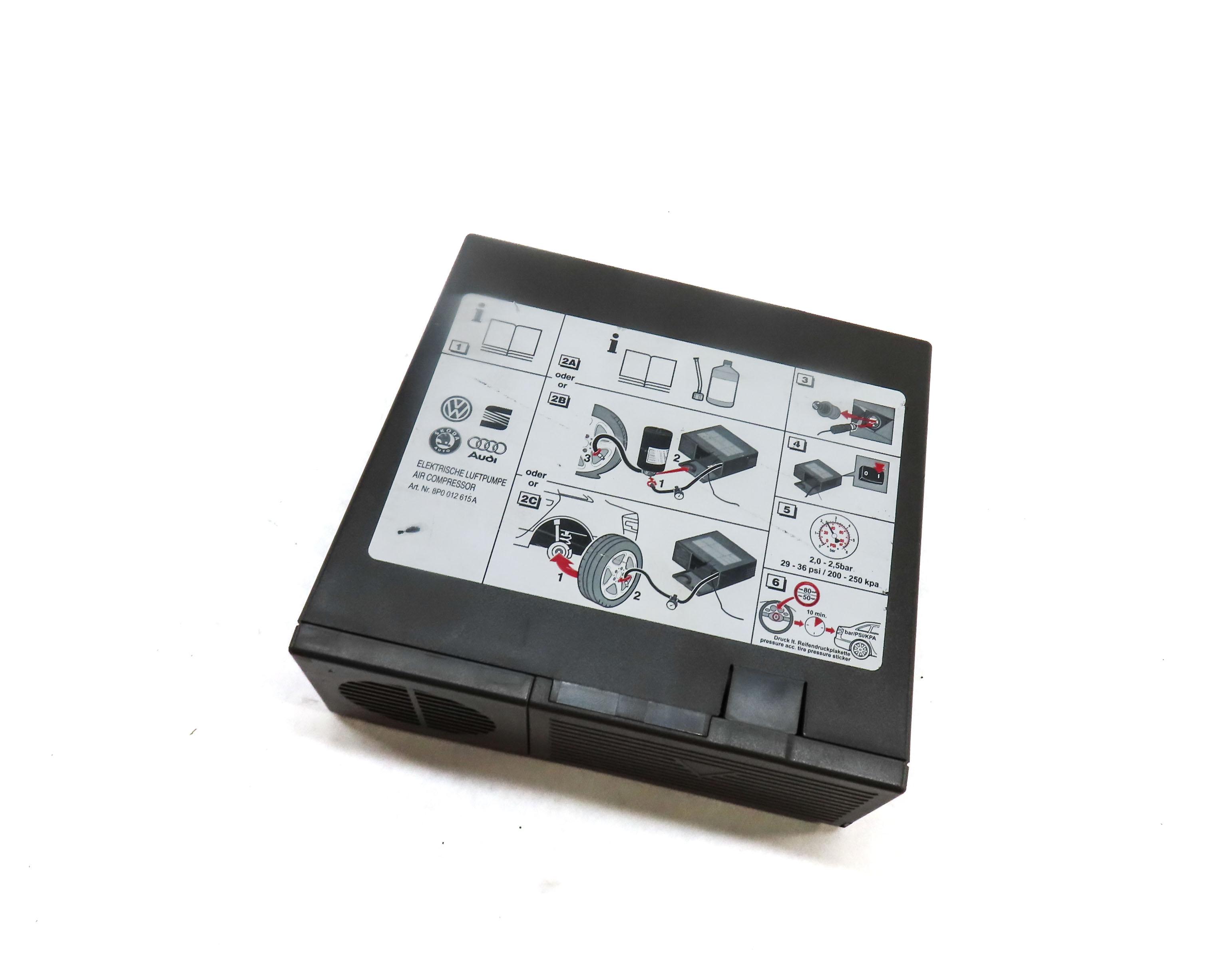 2010 AUDI Q5 (B8 8R) EMERGENCY ROADSIDE TIRE AIR PUMP COMPRESSOR 8P0012615A — exact item pictured