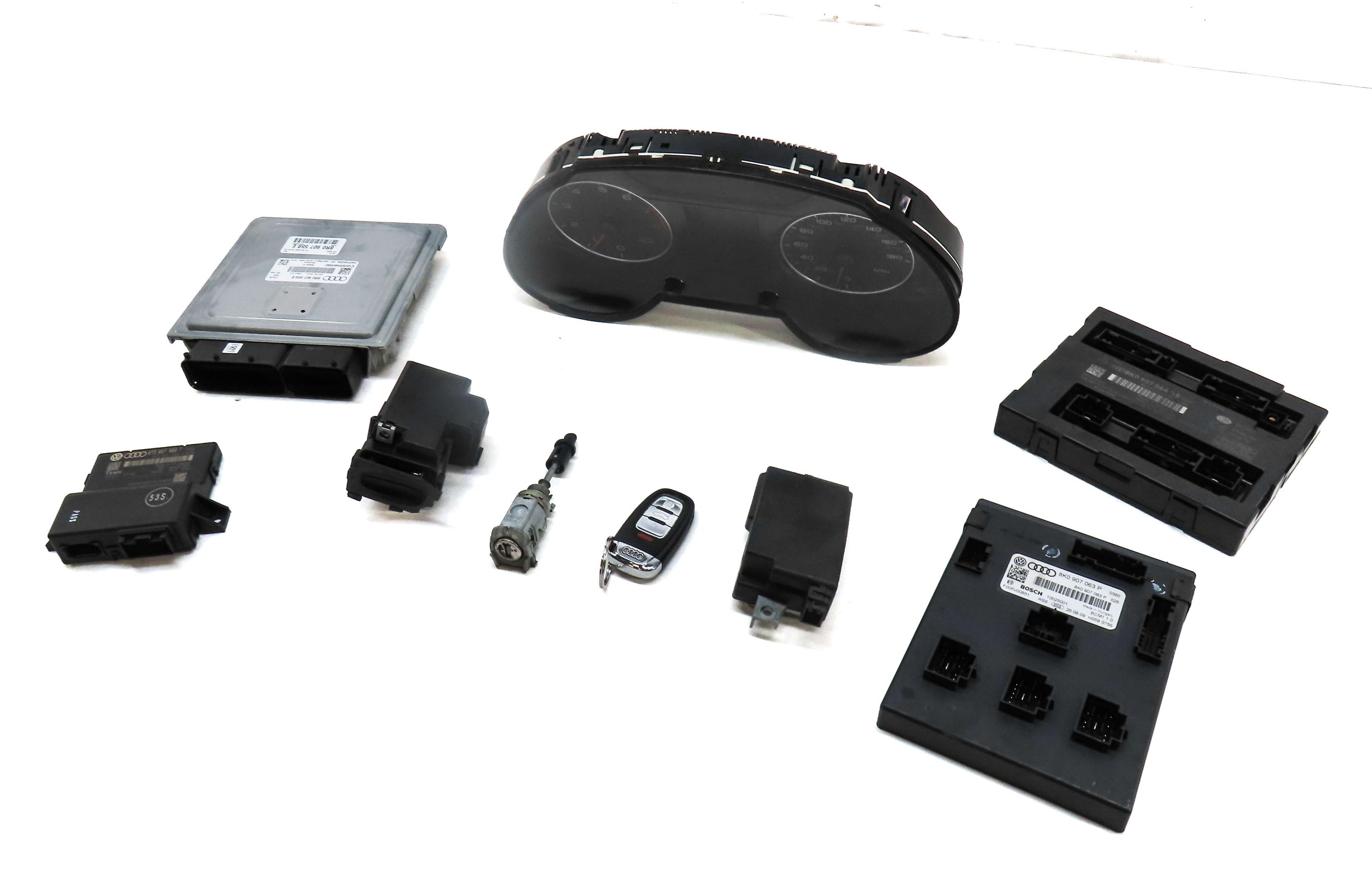 2010 AUDI Q5 (B8 8R) 3.2L CALB ENGINE ECM BCM GATEWAY IMMOBILIZER MODULE KEY SET — exact item pictured