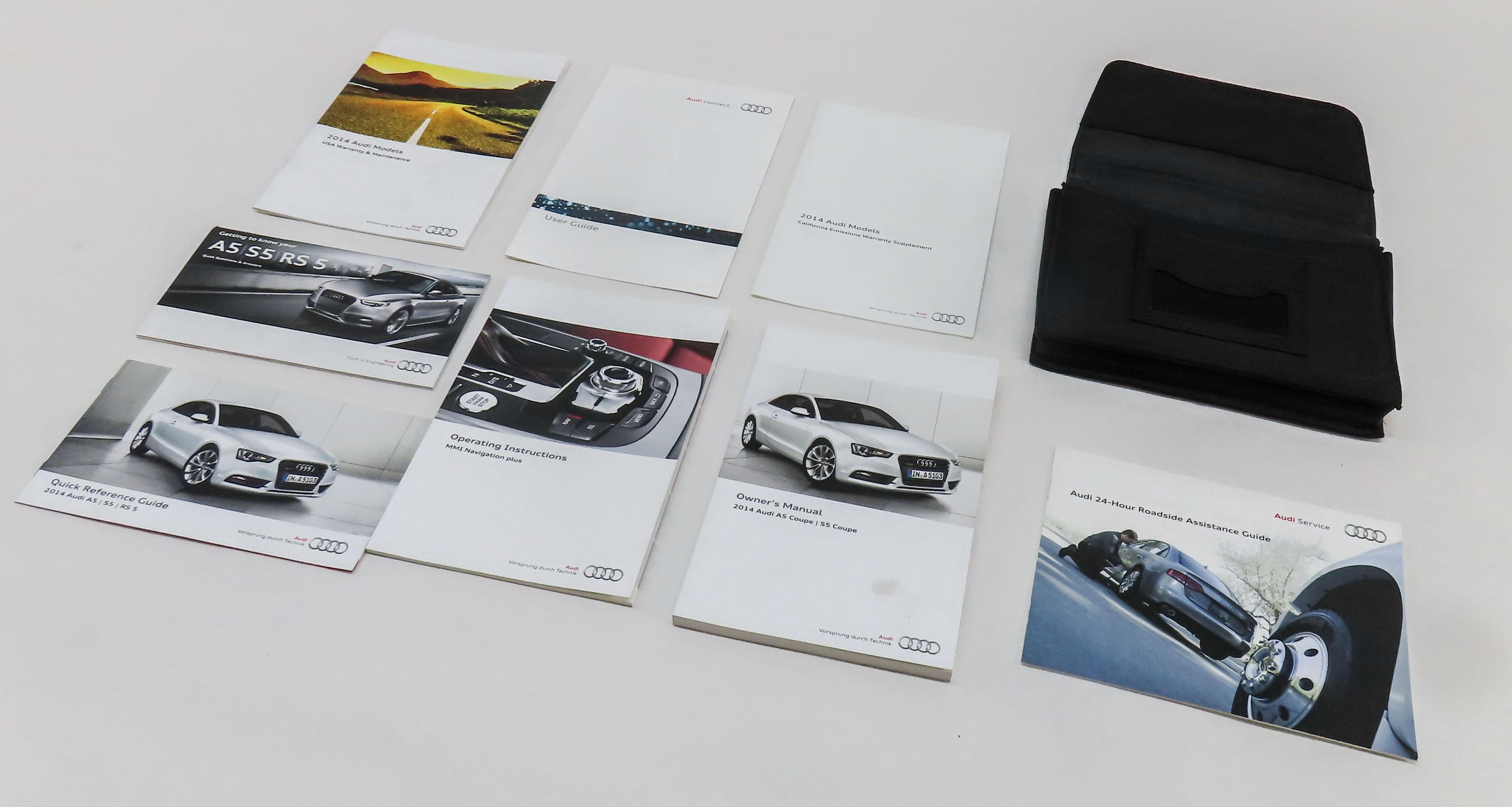 2014 AUDI A5 COUPE (B8 8T) OWNERS MANUAL BOOKLET SET 8 w/ CARRYING CASE — exact item pictured